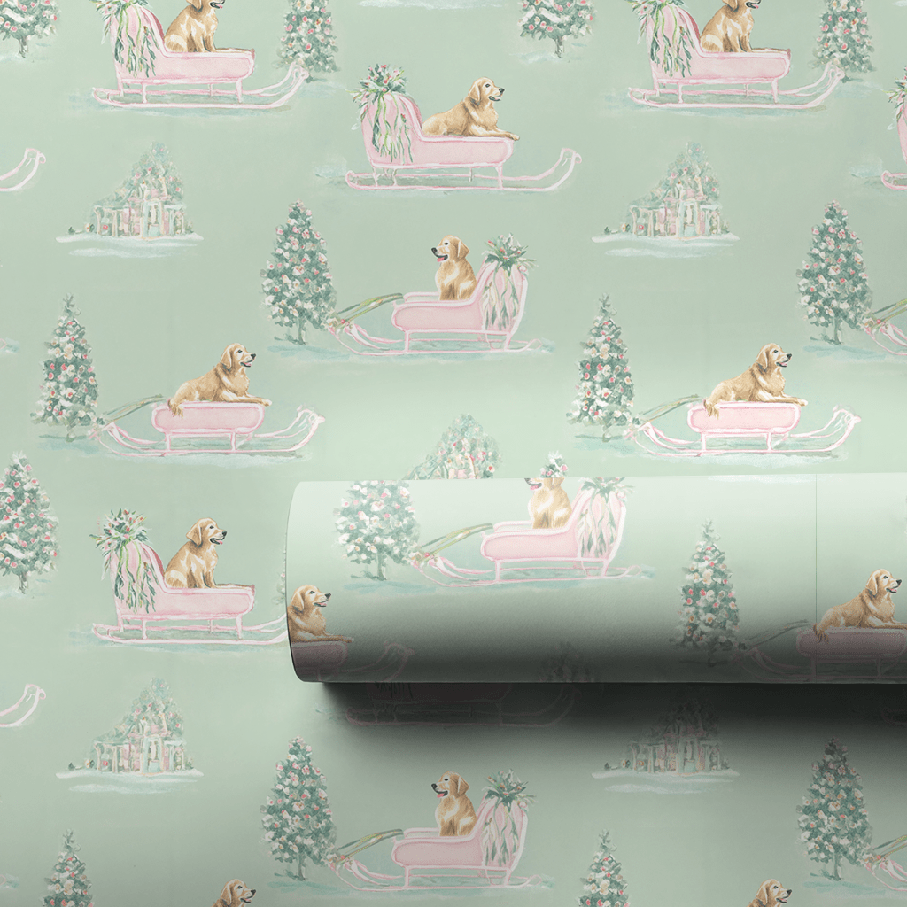 Golden Sleigh - Wrapping Paper - Lemon Park