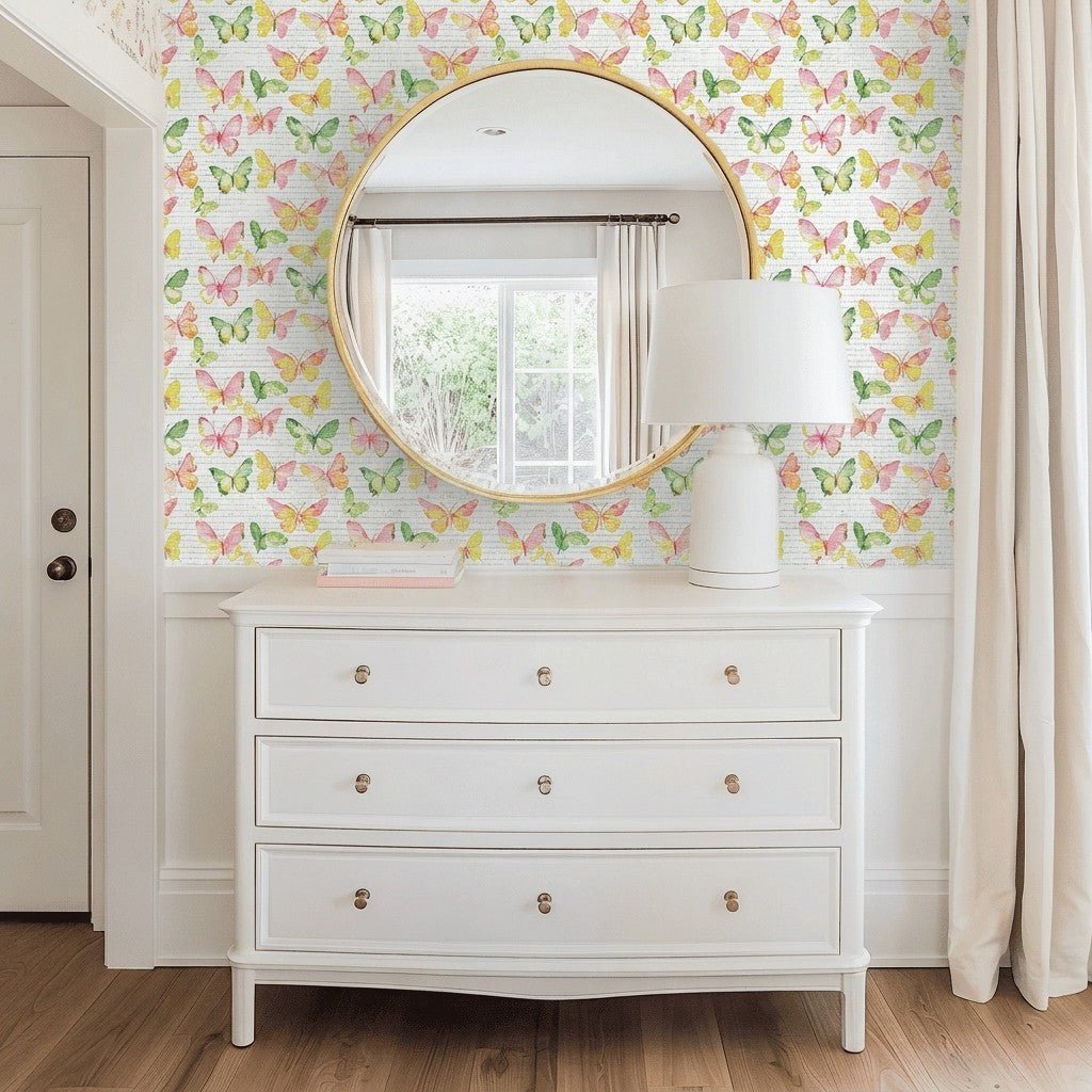 Grace Faux Grasscloth Wallpaper - Lemon Park