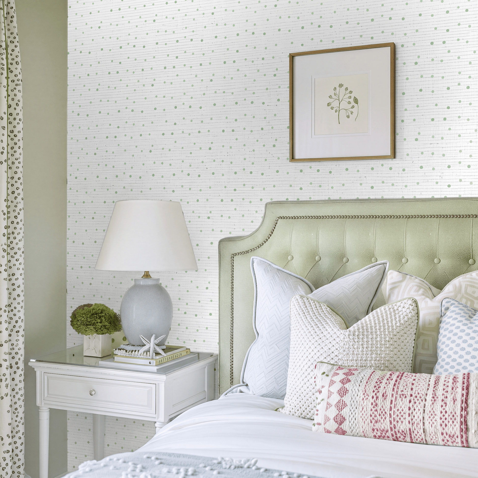 Green Aria Faux Grasscloth Wallpaper - Lemon Park