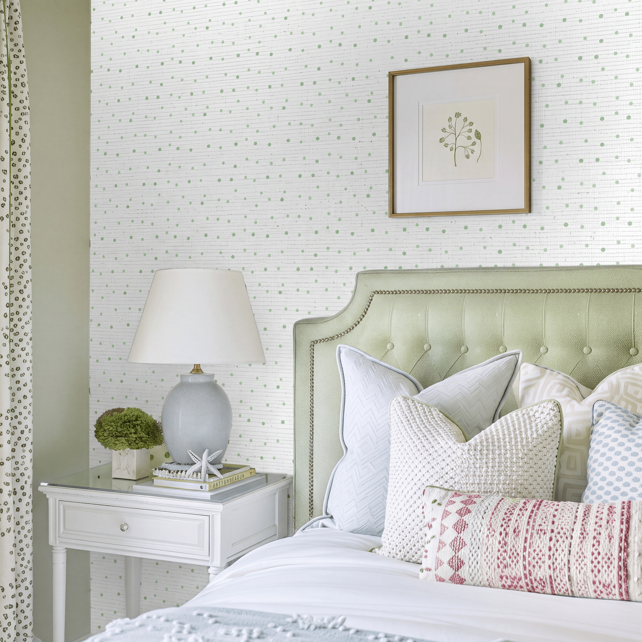 Green Aria Faux Grasscloth Wallpaper - Lemon Park