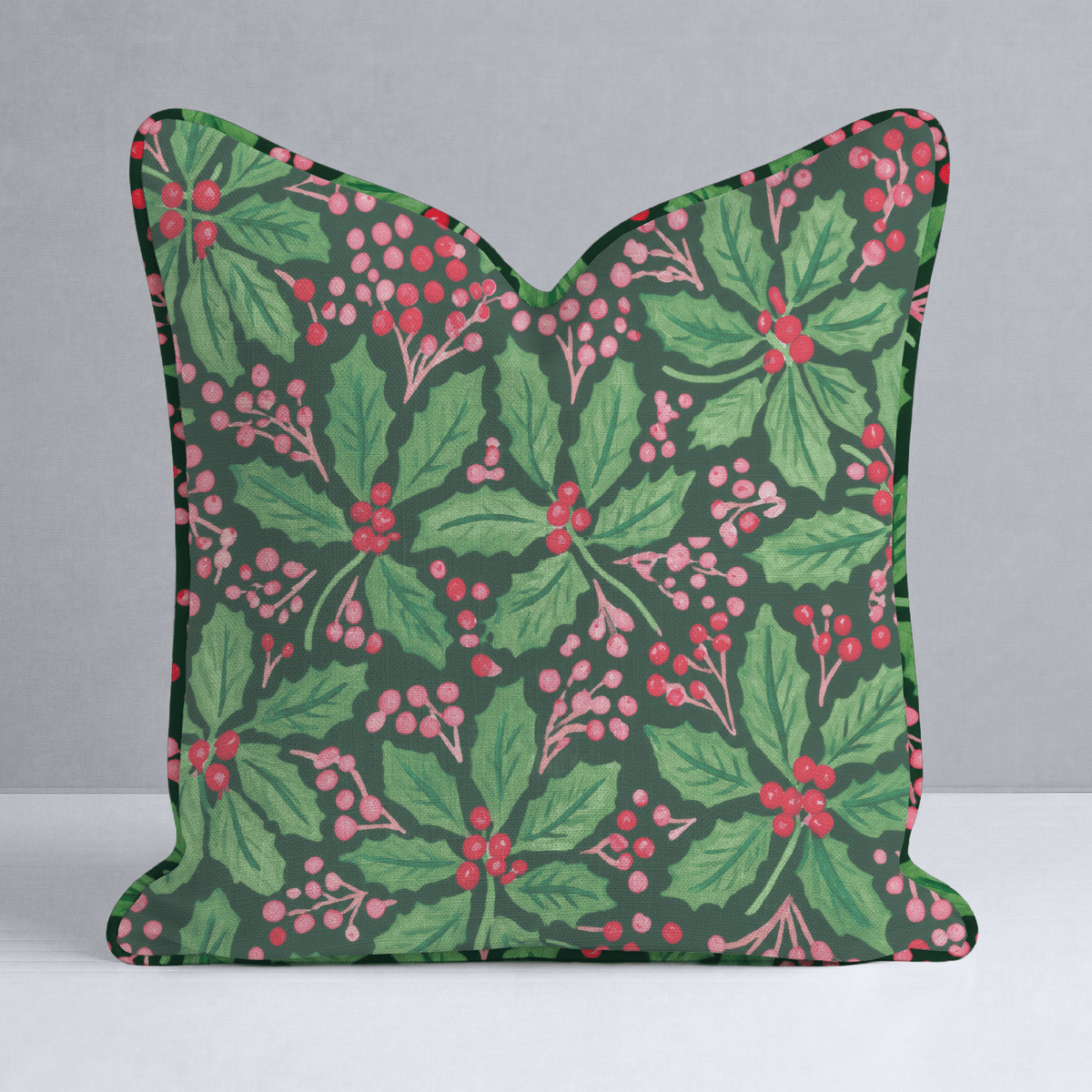 Green Berry Holly Throw Pillow - Lemon Park