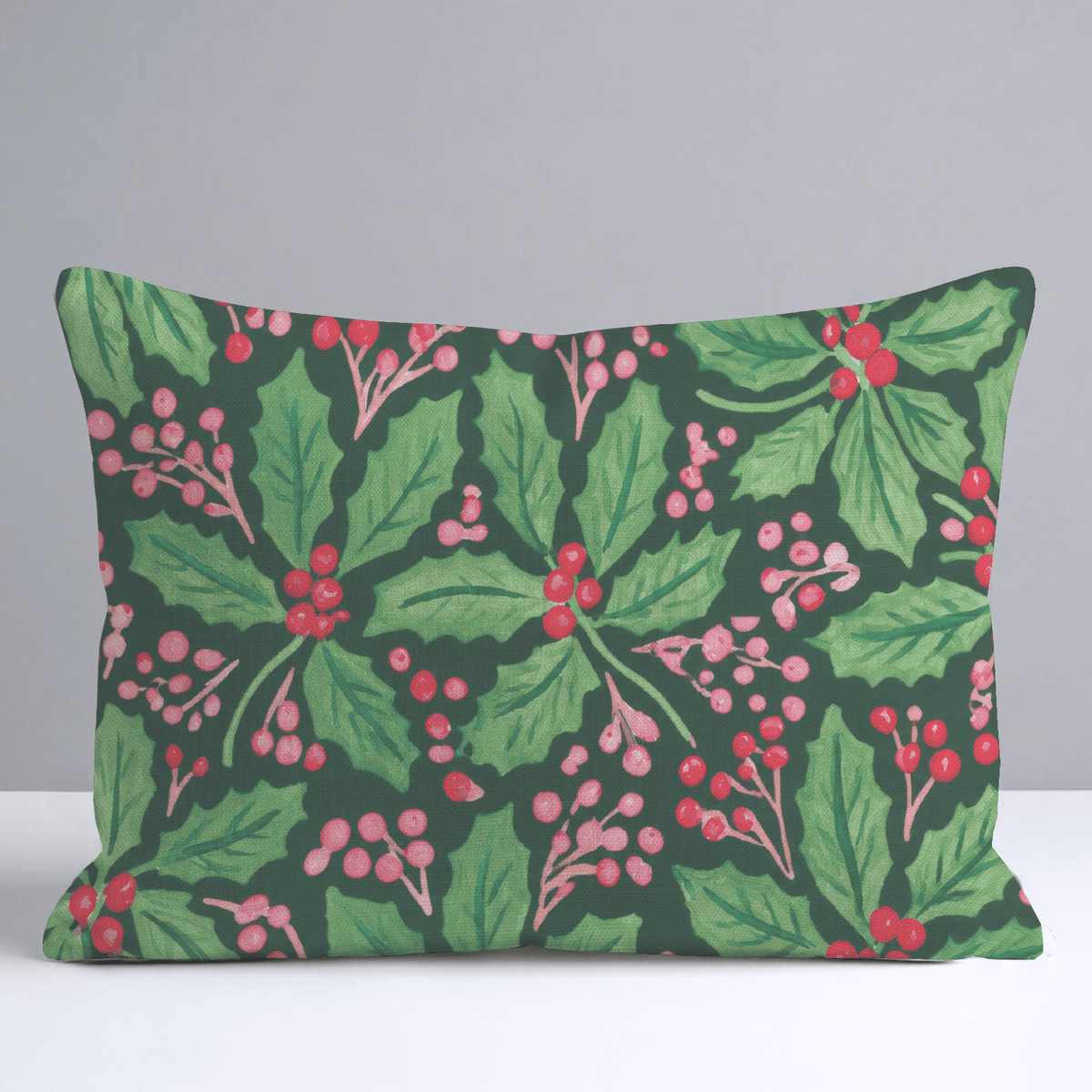 Green Berry Holly Throw Pillow - Lemon Park
