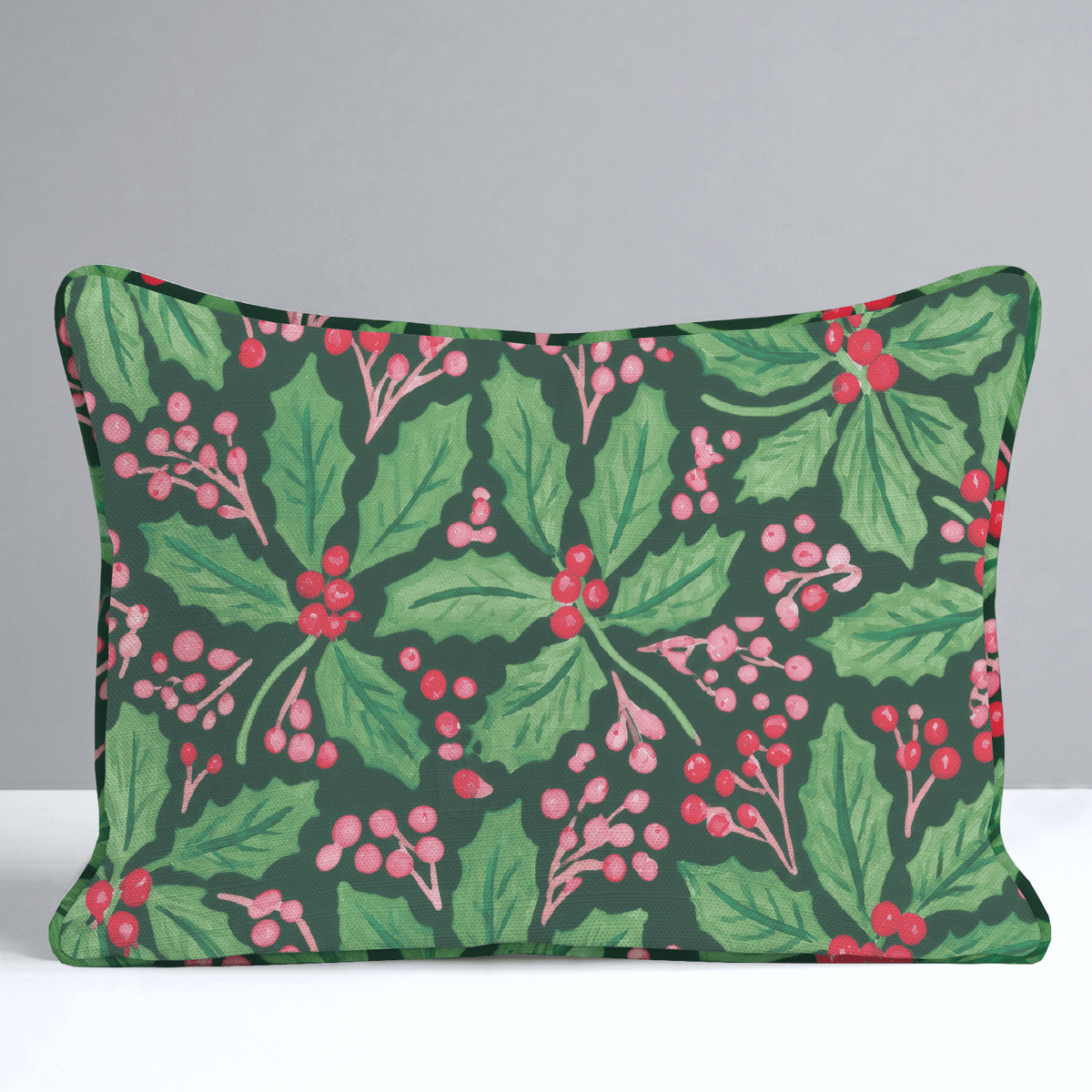 Green Berry Holly Throw Pillow - Lemon Park
