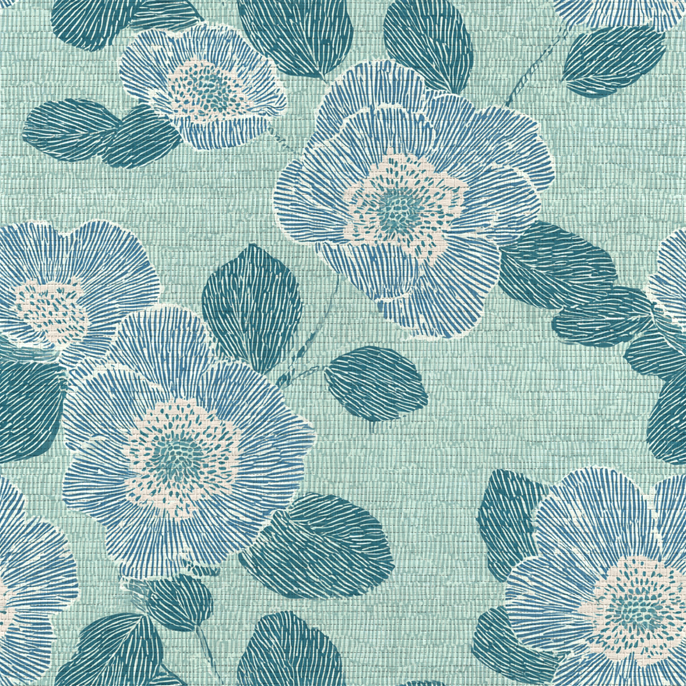Green Rain Drops Faux Grasscloth Wallpaper - Lemon Park