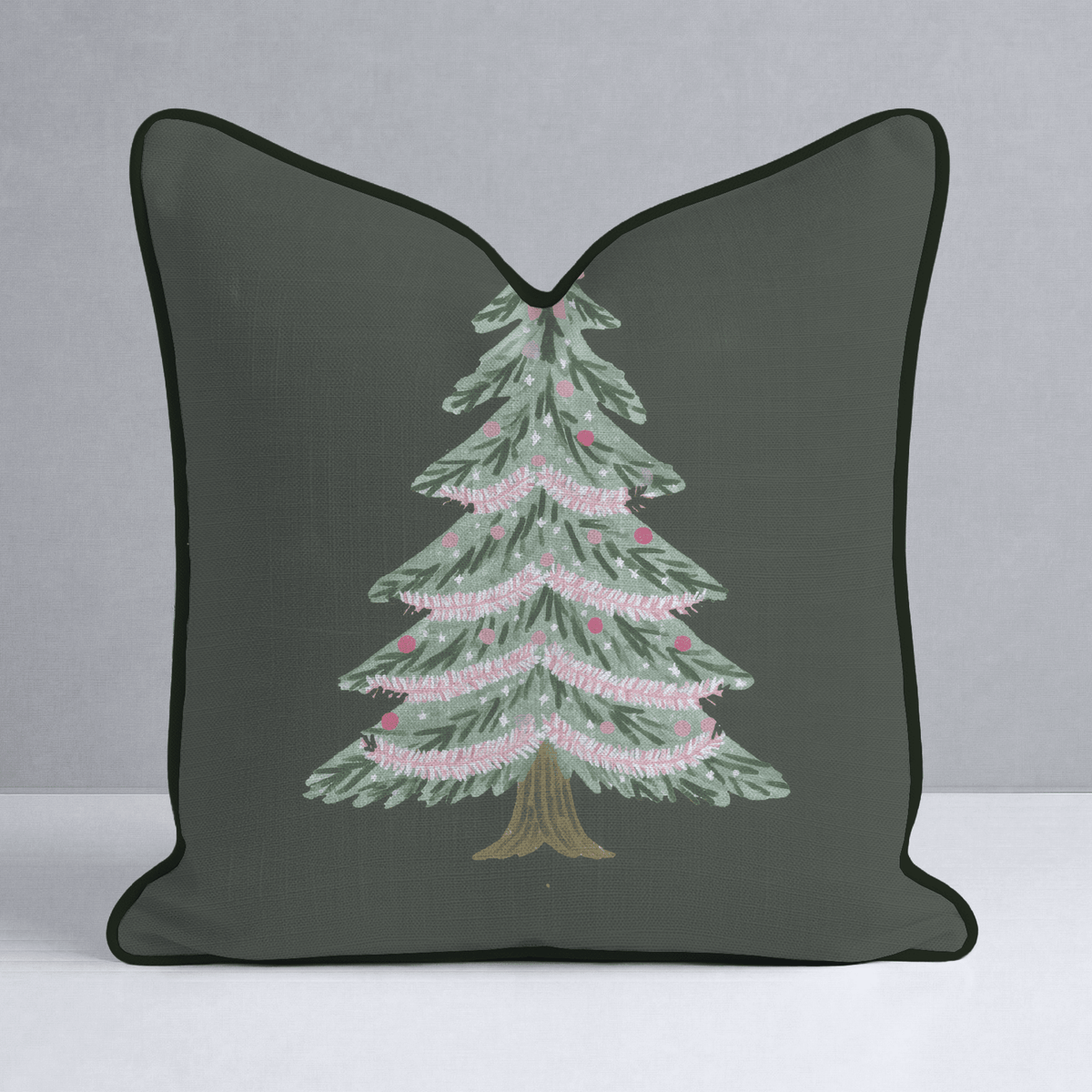 Green Tinsel Tree Throw Pillow - Lemon Park