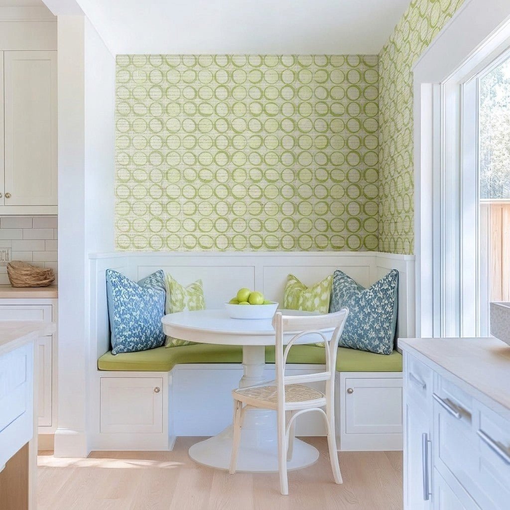 Groovy Green Faux Grasscloth Wallpaper - Lemon Park