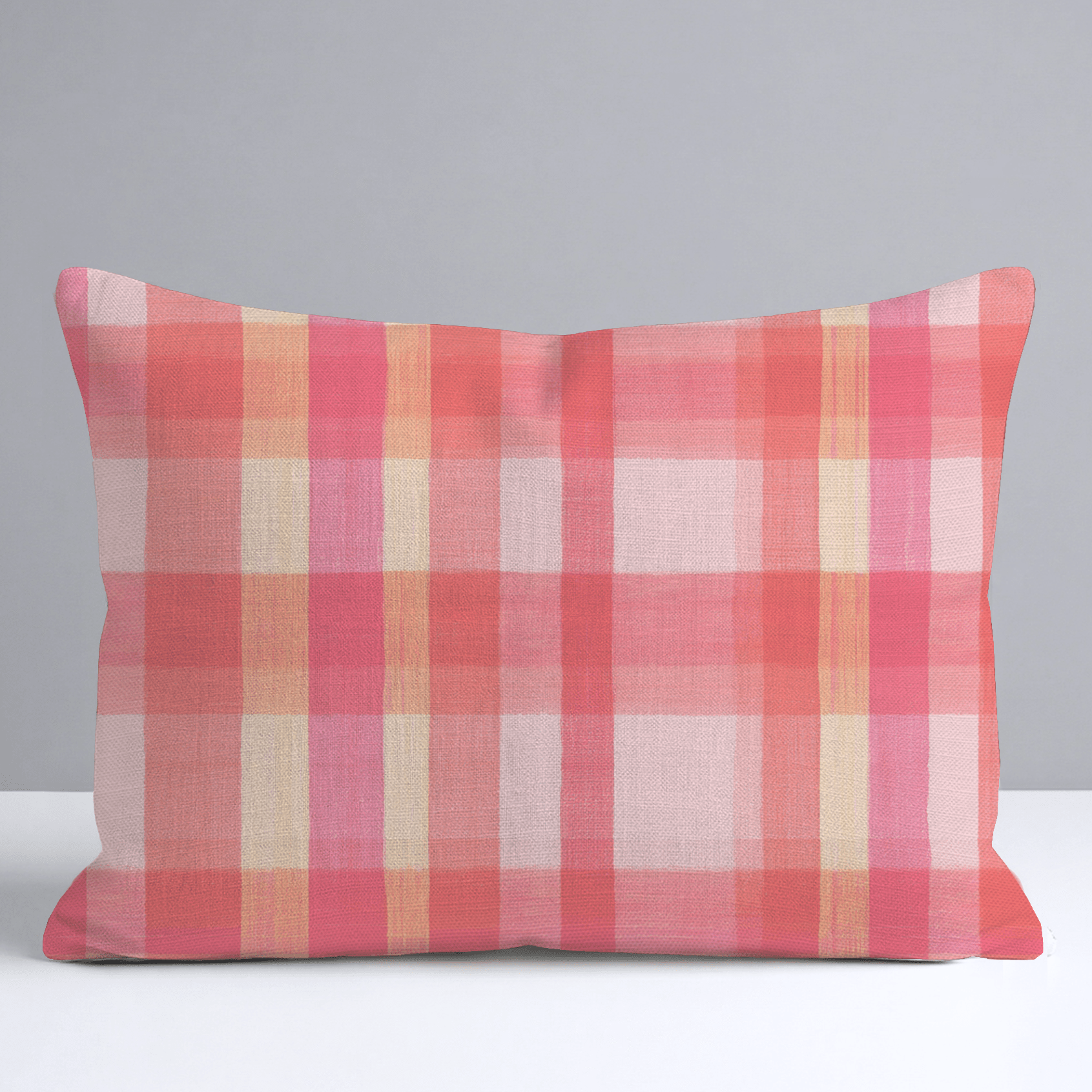 Guava Grid Throw Pillow - Lemon Park