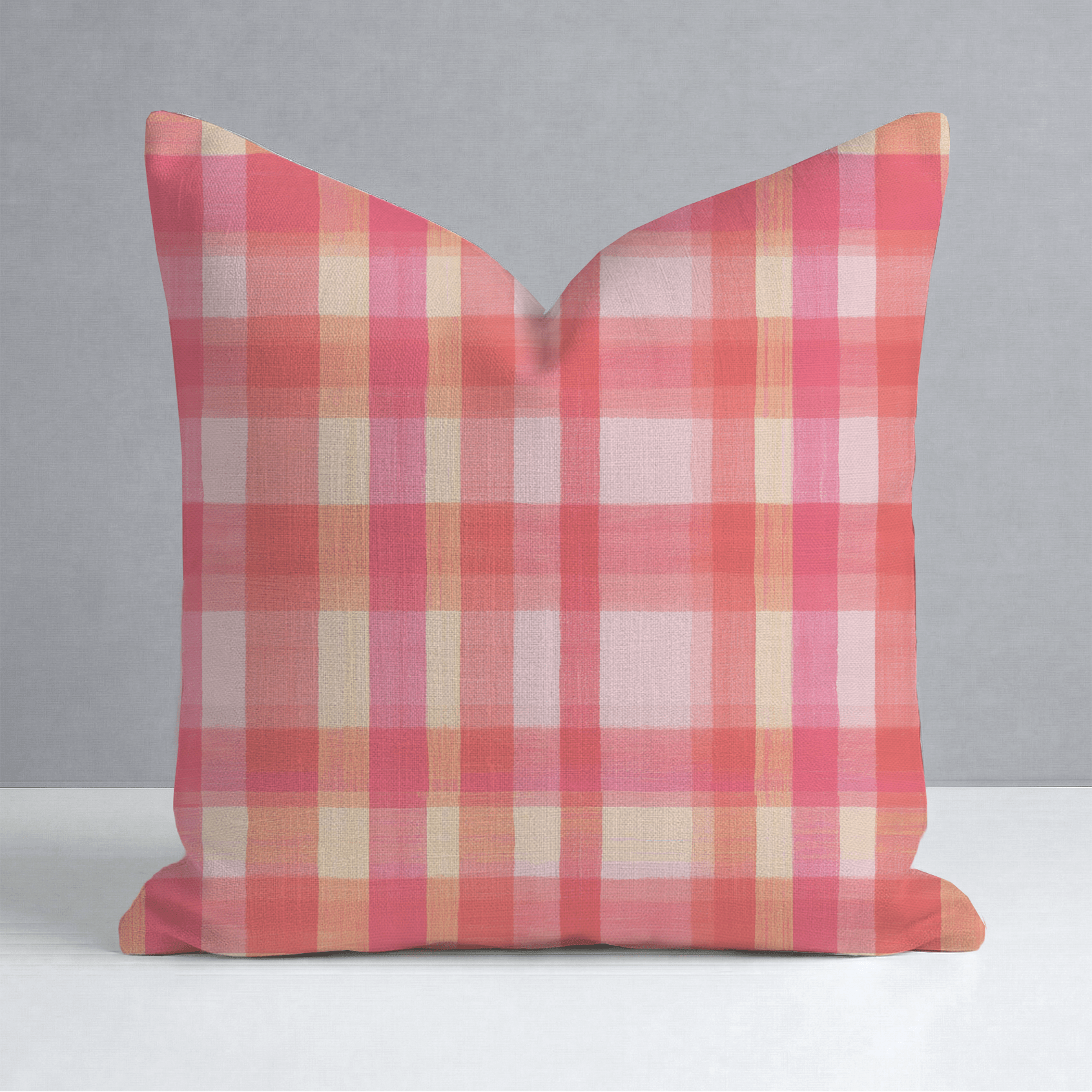 Guava Grid Throw Pillow - Lemon Park