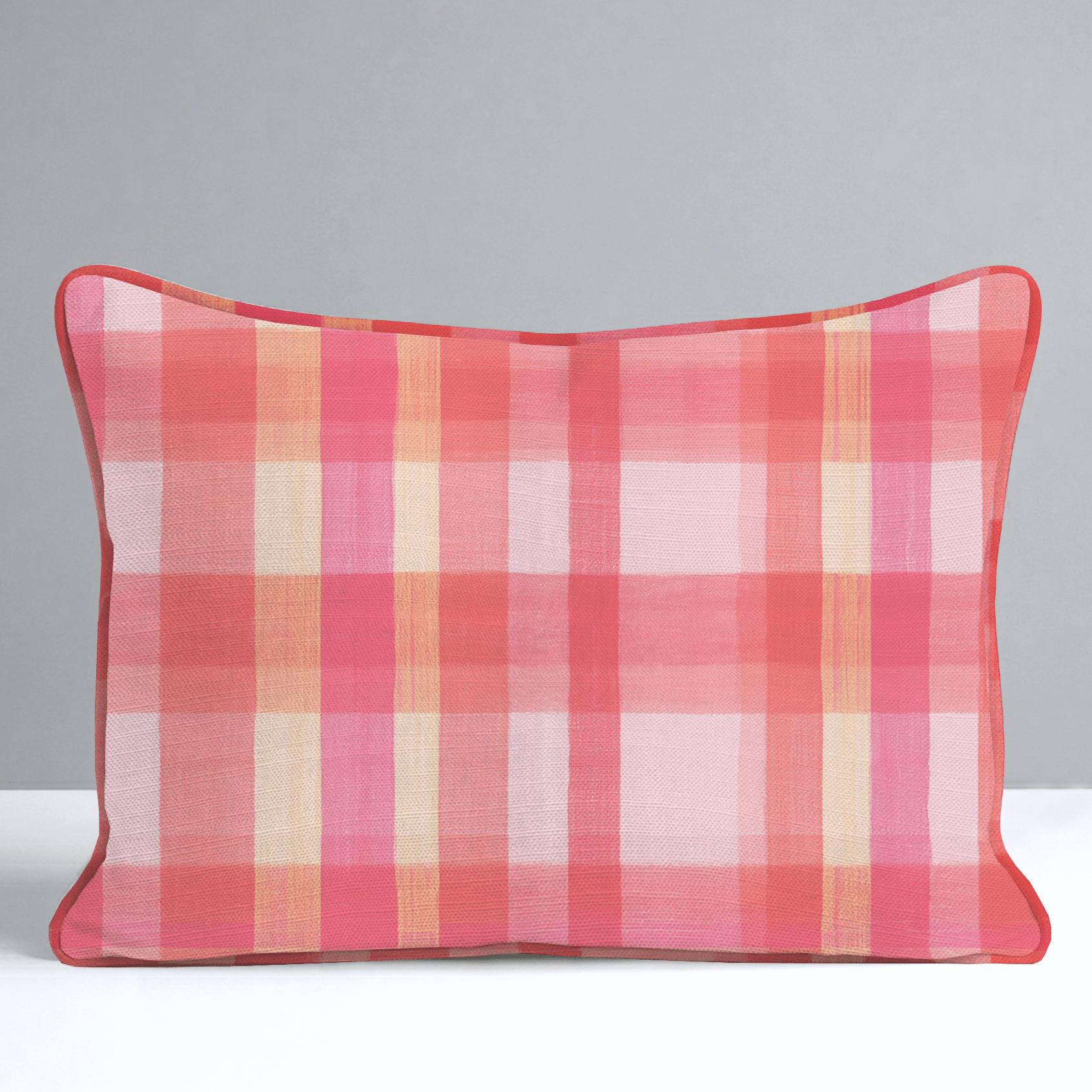 Guava Grid Throw Pillow - Lemon Park