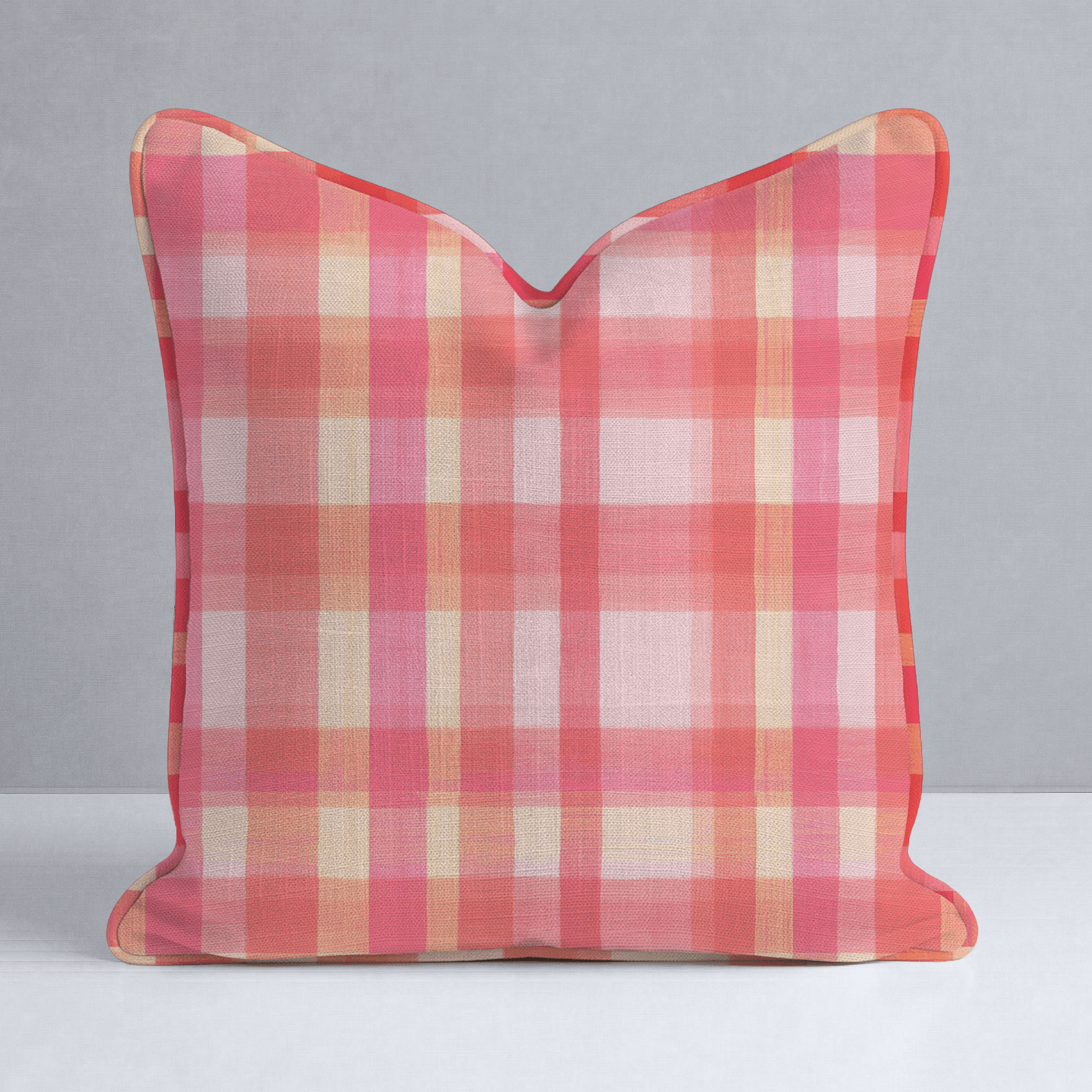 Guava Grid Throw Pillow - Lemon Park