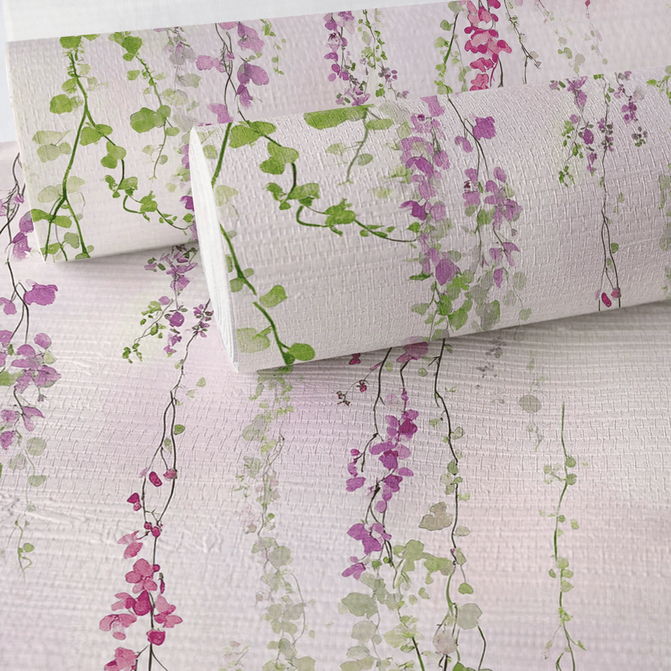 Hanging Blossoms Faux Grasscloth Wallpaper - Lemon Park