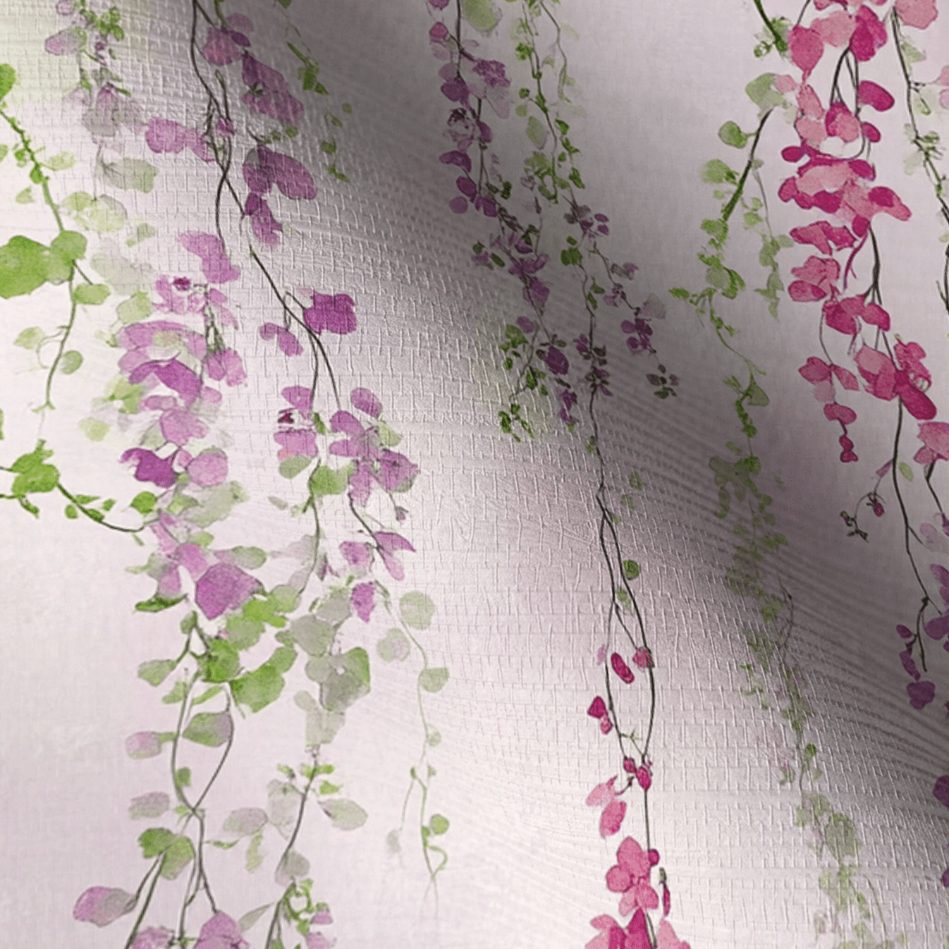 Hanging Blossoms Faux Grasscloth Wallpaper - Lemon Park