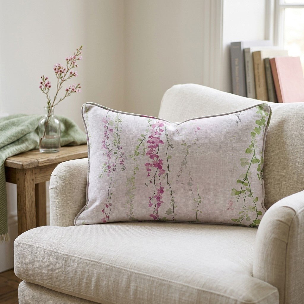 Hanging Blossoms Throw Pillow - Lemon Park