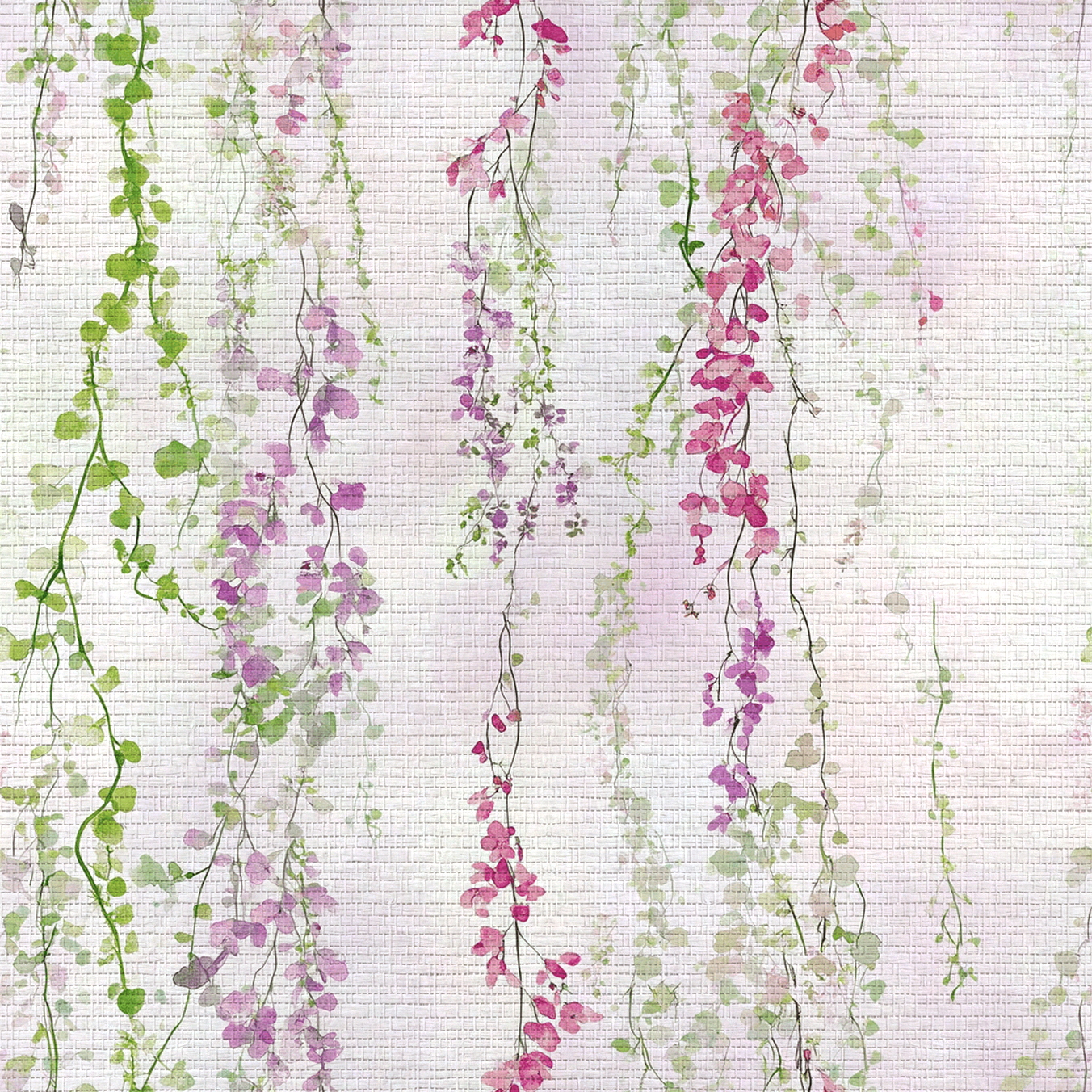 Hanging Blossoms Faux Grasscloth Wallpaper