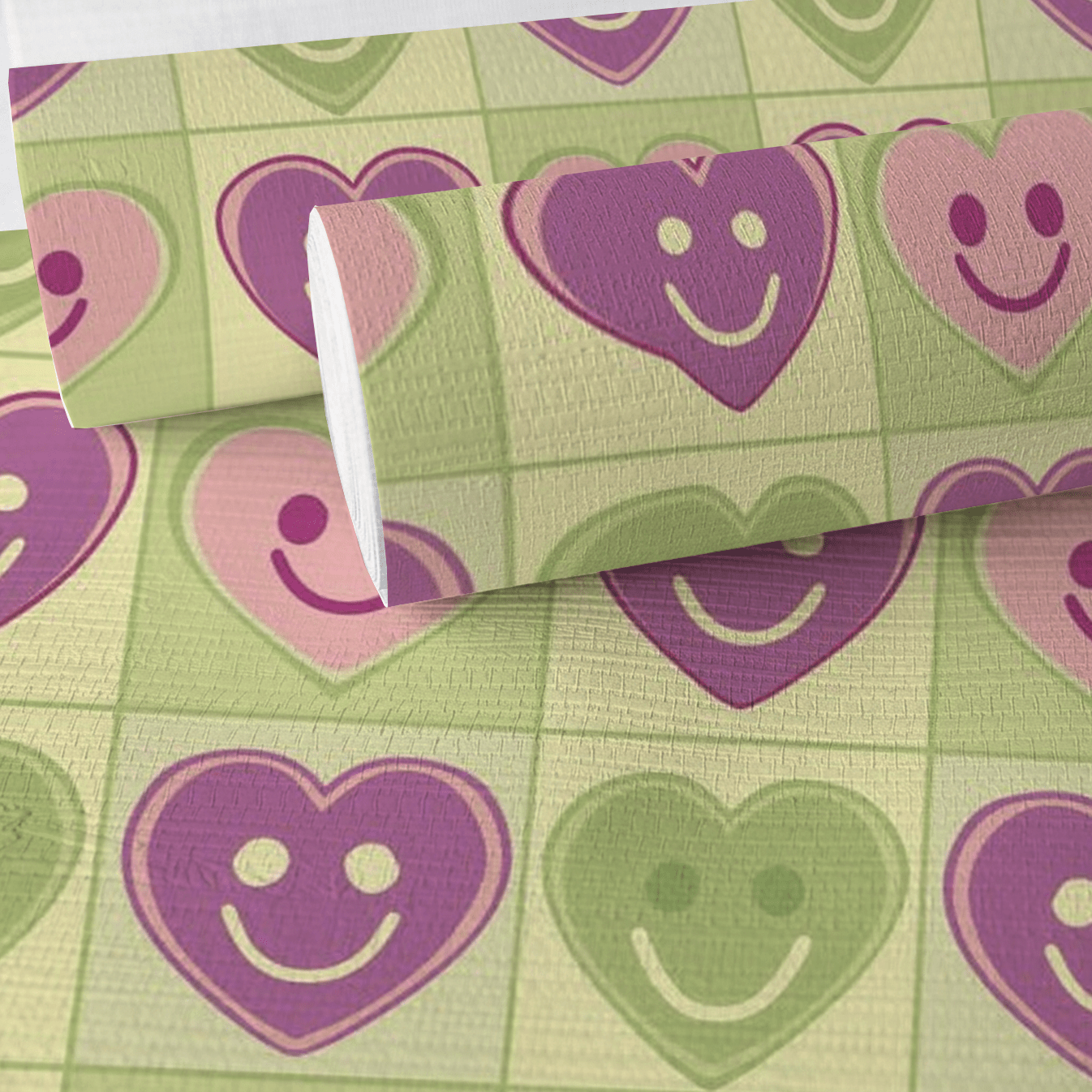 Happy Hearts Faux Grasscloth Wallpaper - Lemon Park