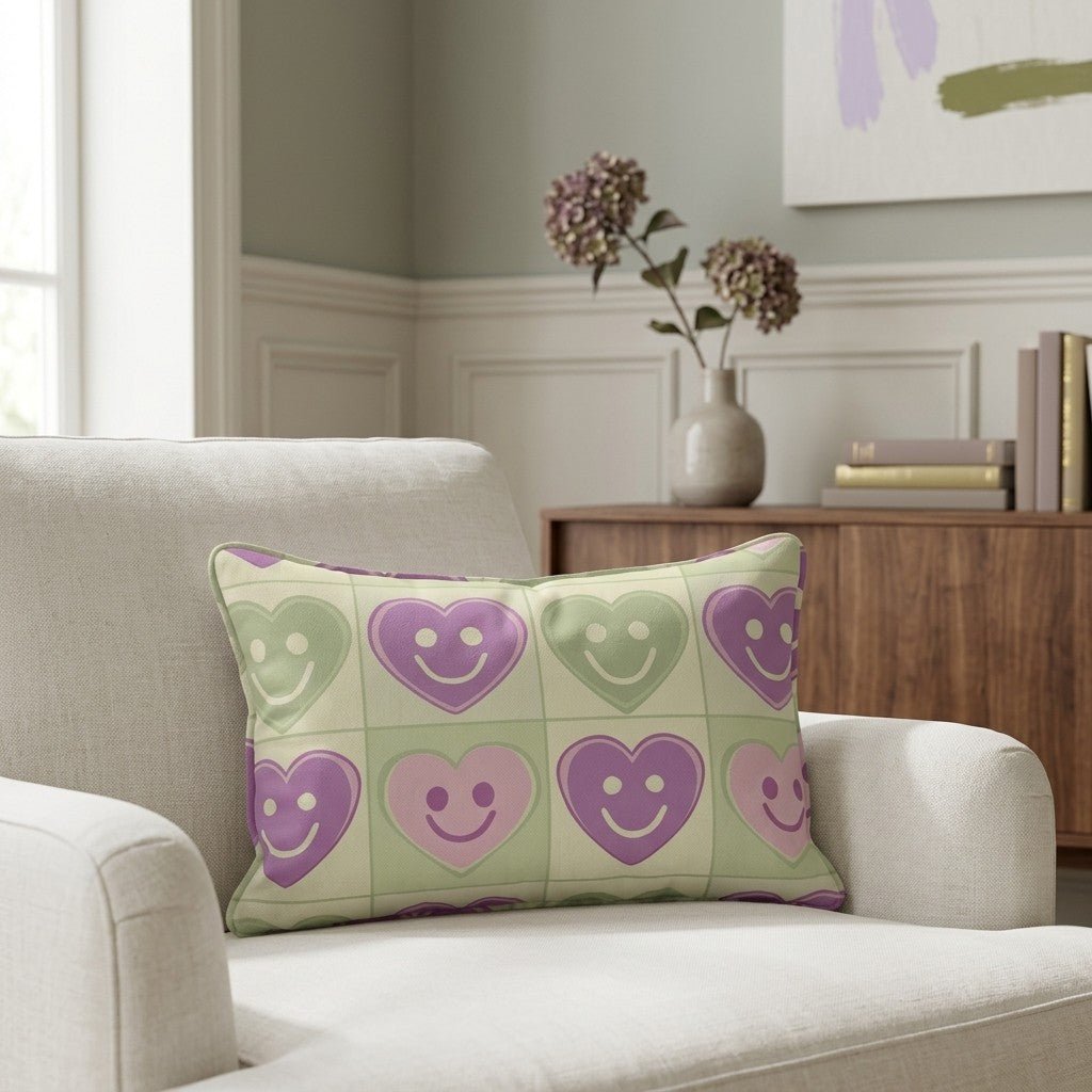 Happy Hearts Throw Pillow - Lemon Park