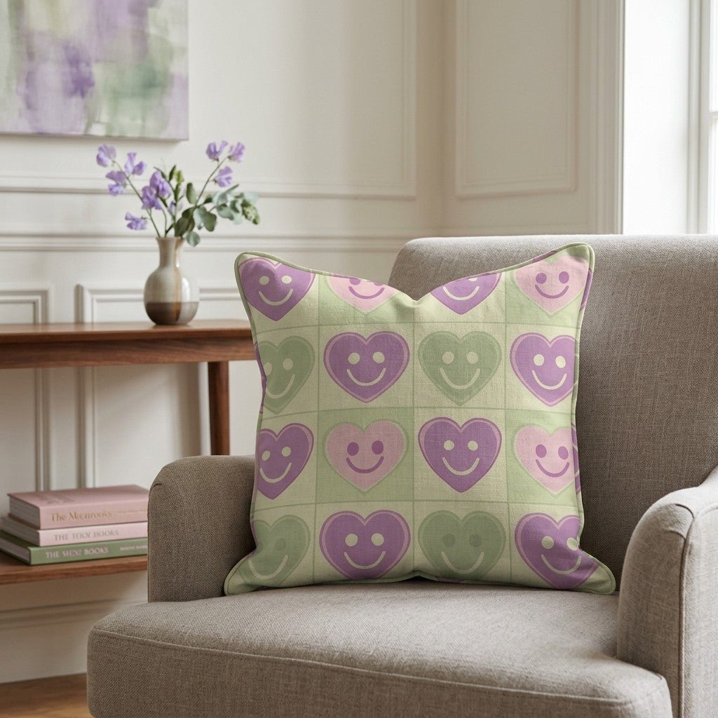 Happy Hearts Throw Pillow - Lemon Park