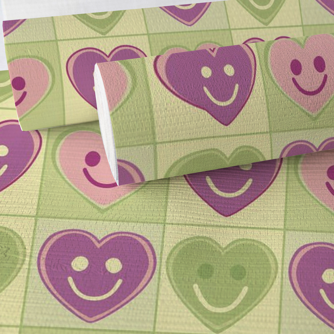 Happy Hearts Faux Grasscloth Wallpaper
