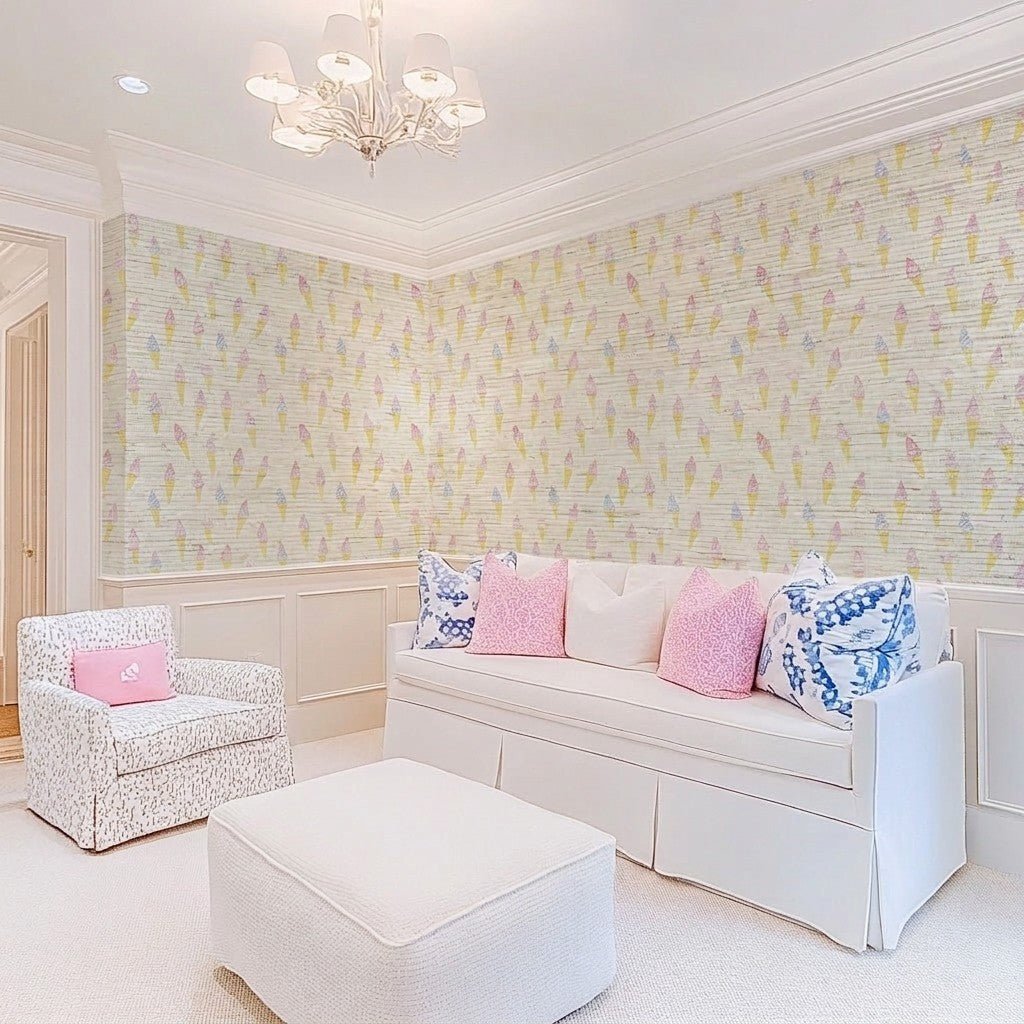Happy Sundae Faux Grasscloth Wallpaper - Lemon Park