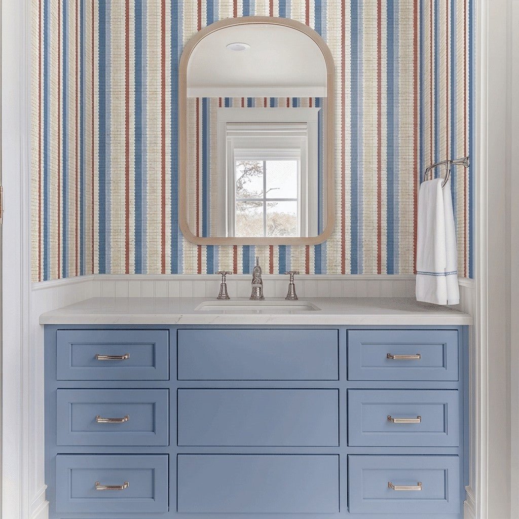 Harbor Stripe Faux Grasscloth Wallpaper - Lemon Park