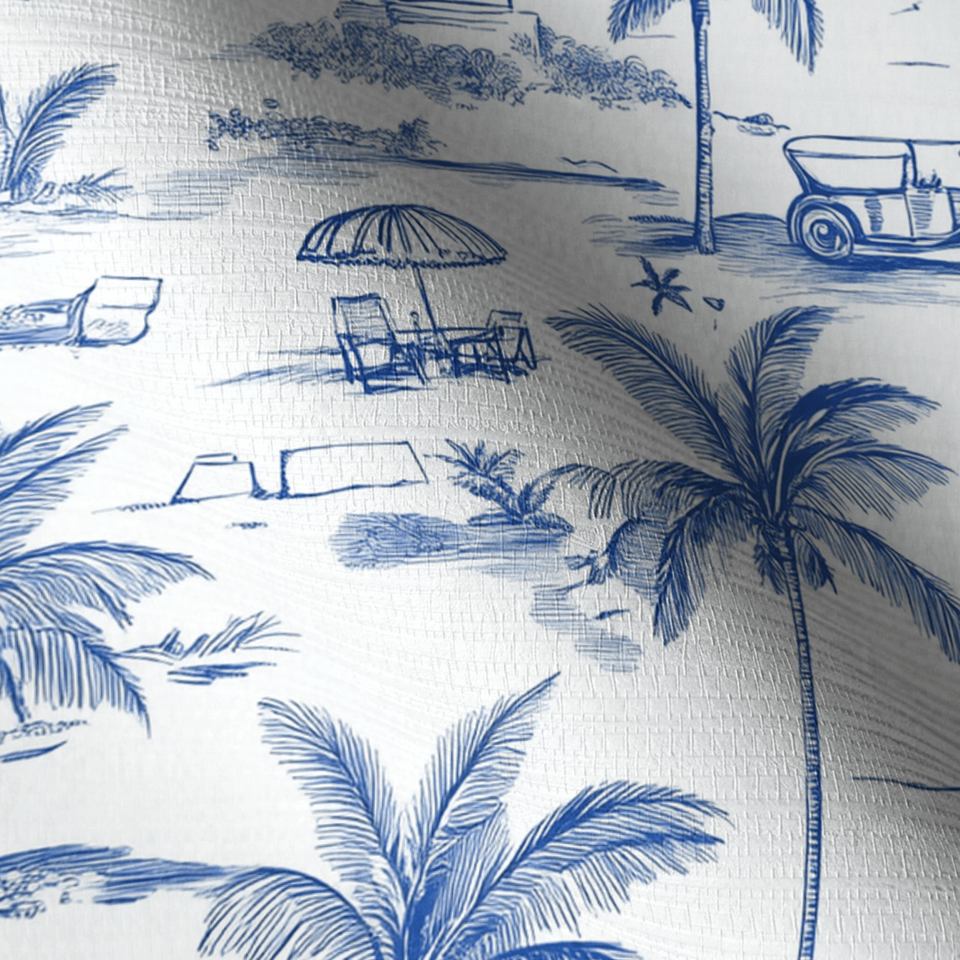 Harbor Toile Faux Grasscloth Wallpaper - Lemon Park