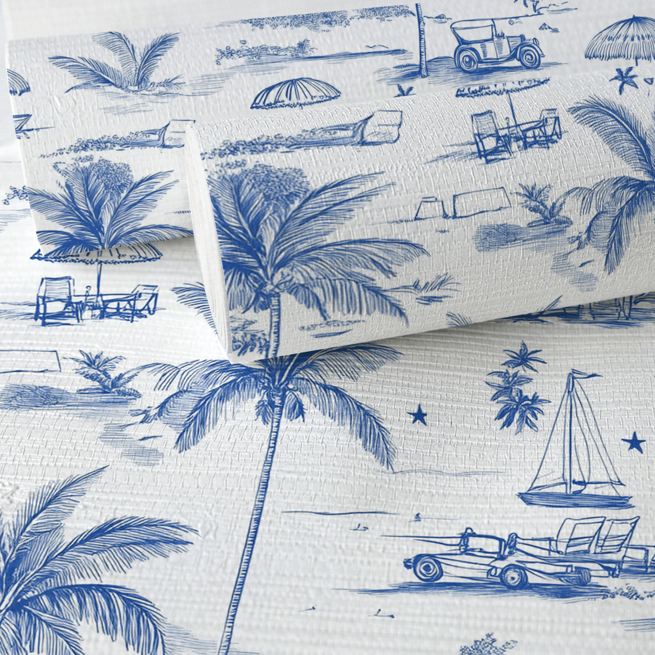 Harbor Toile Faux Grasscloth Wallpaper - Lemon Park