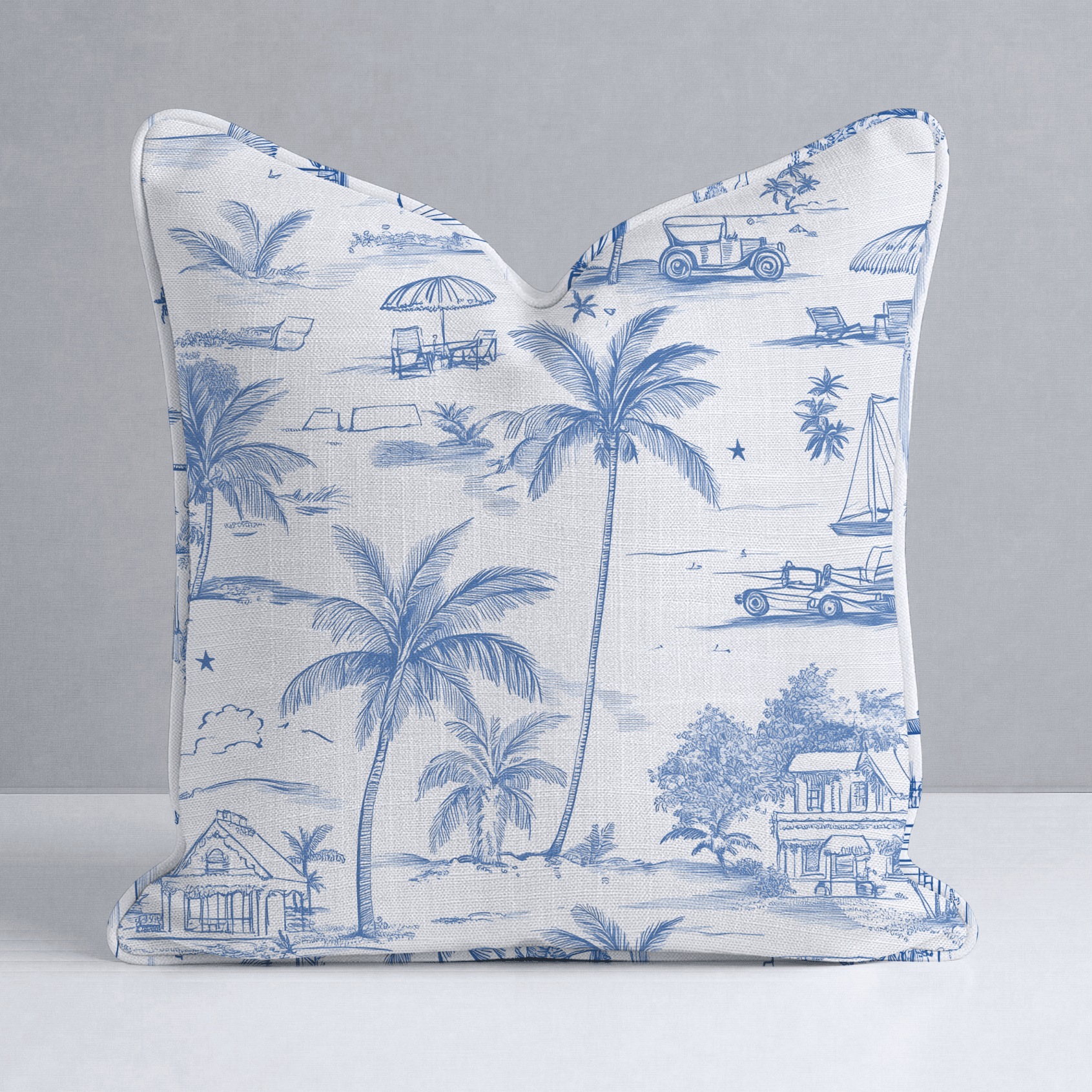 Harbor Toile Throw Pillow - Lemon Park