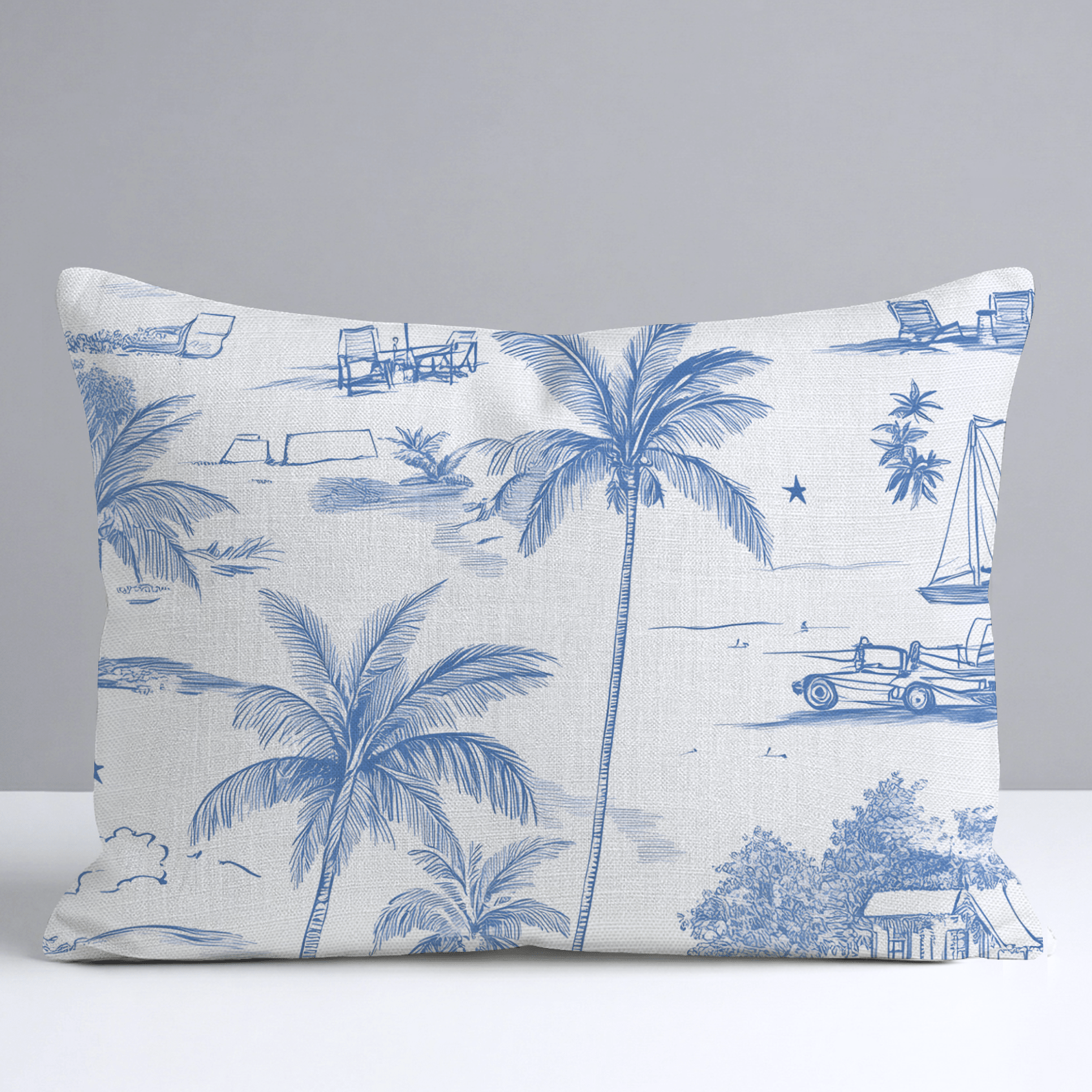 Harbor Toile Throw Pillow - Lemon Park