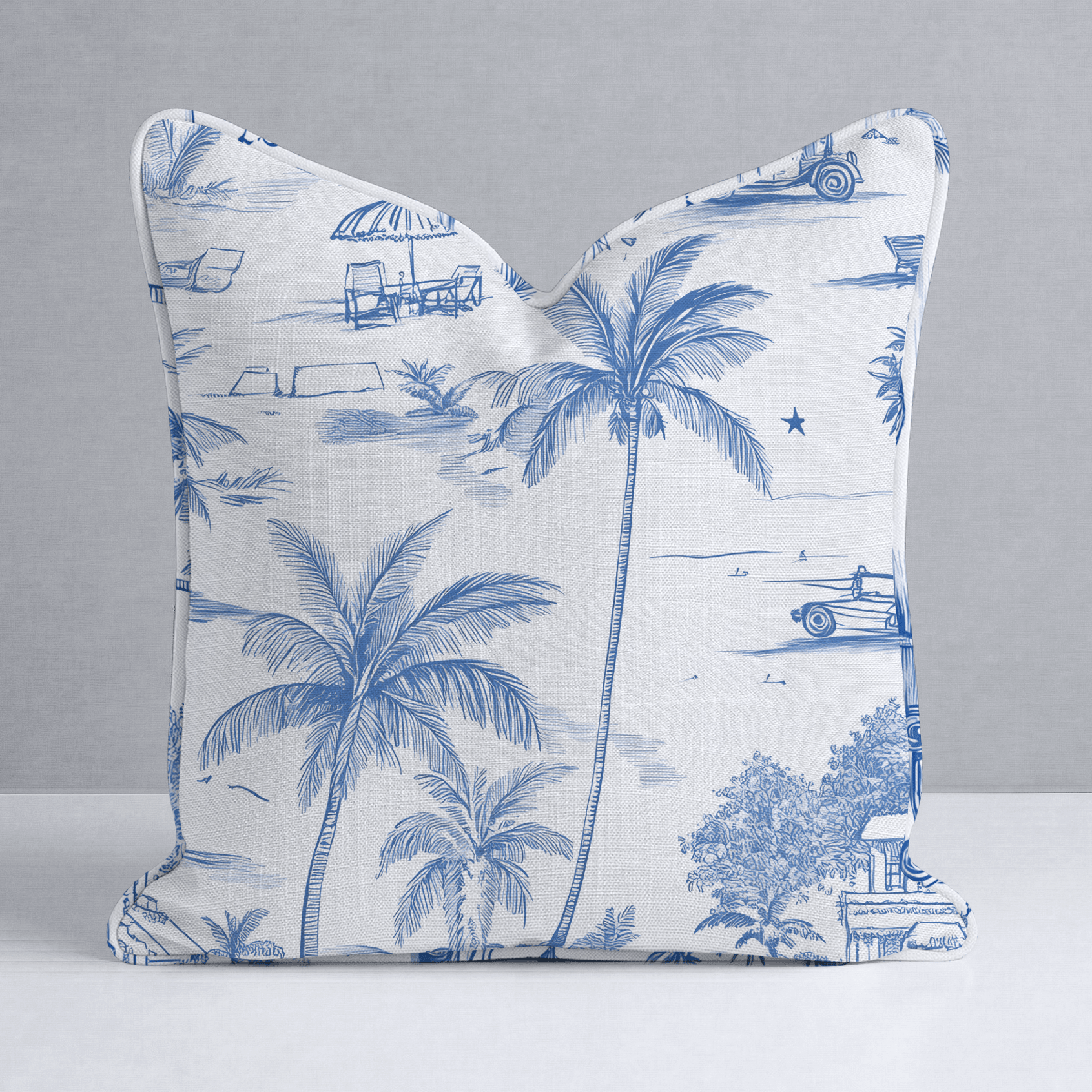 Harbor Toile Throw Pillow - Lemon Park