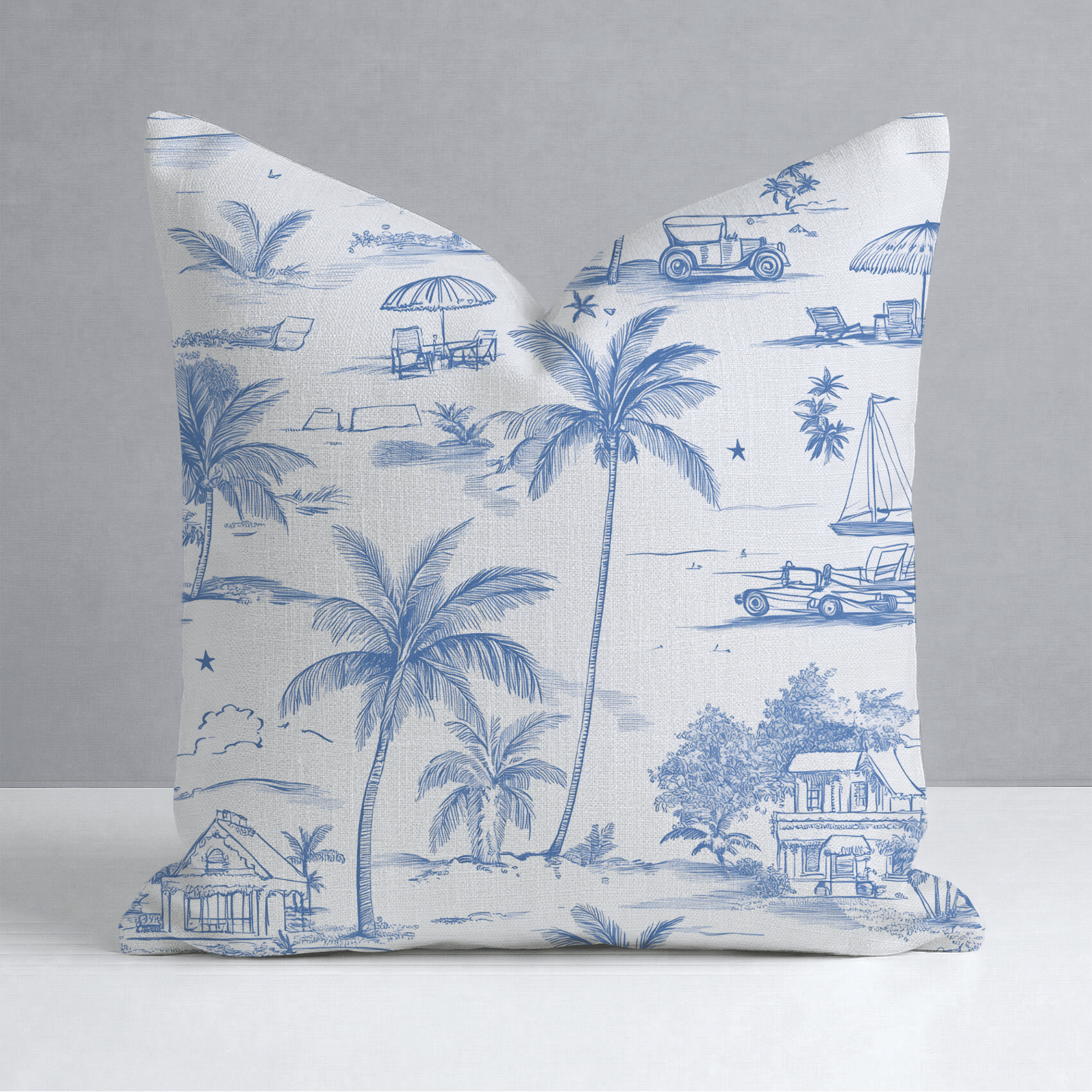 Harbor Toile Throw Pillow - Lemon Park