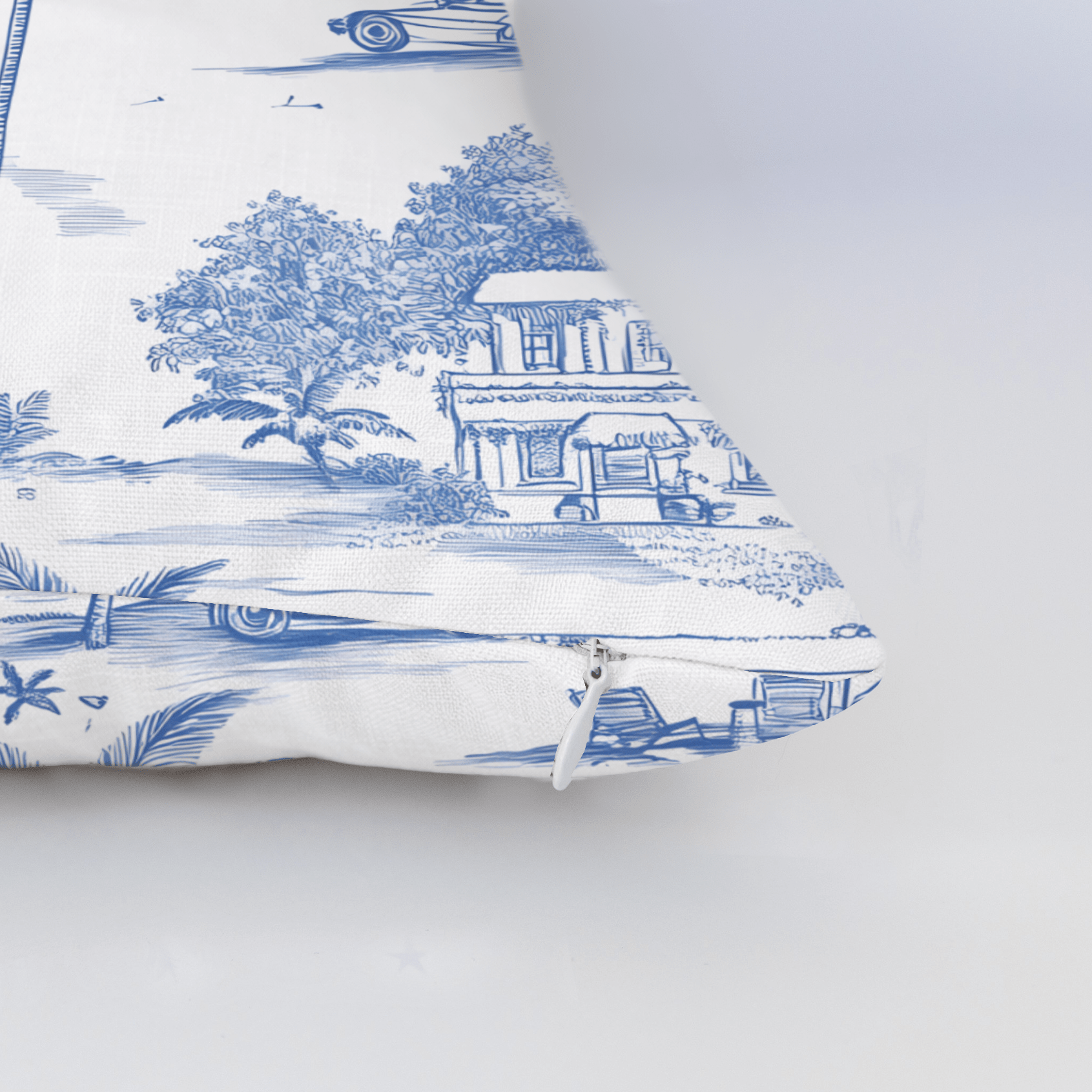 Harbor Toile Throw Pillow - Lemon Park