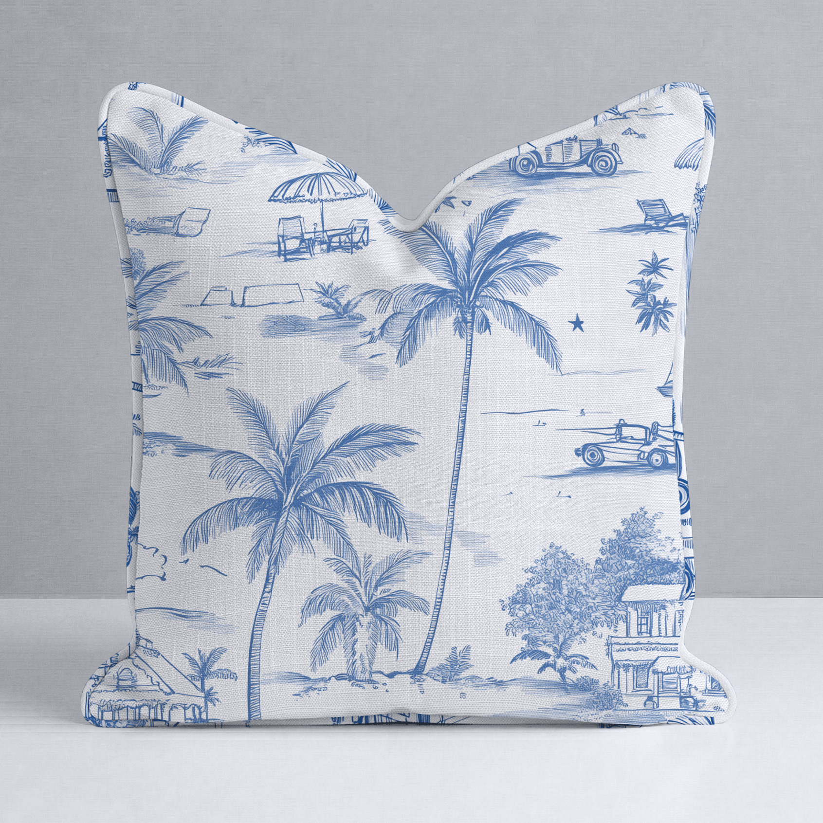 Harbor Toile Throw Pillow - Lemon Park