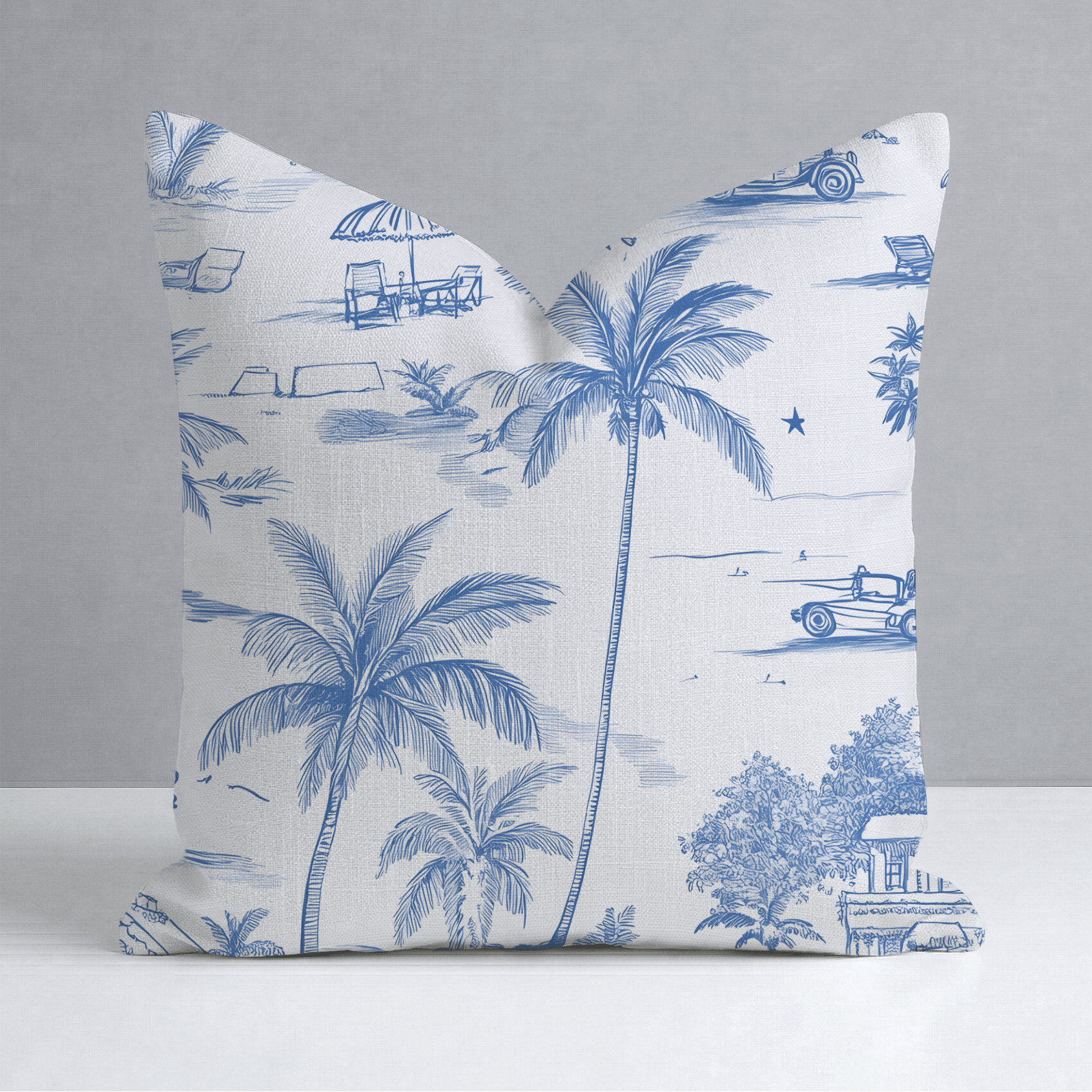 Harbor Toile Throw Pillow - Lemon Park