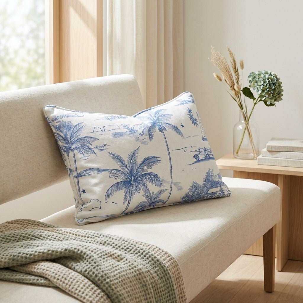 Harbor Toile Throw Pillow - Lemon Park