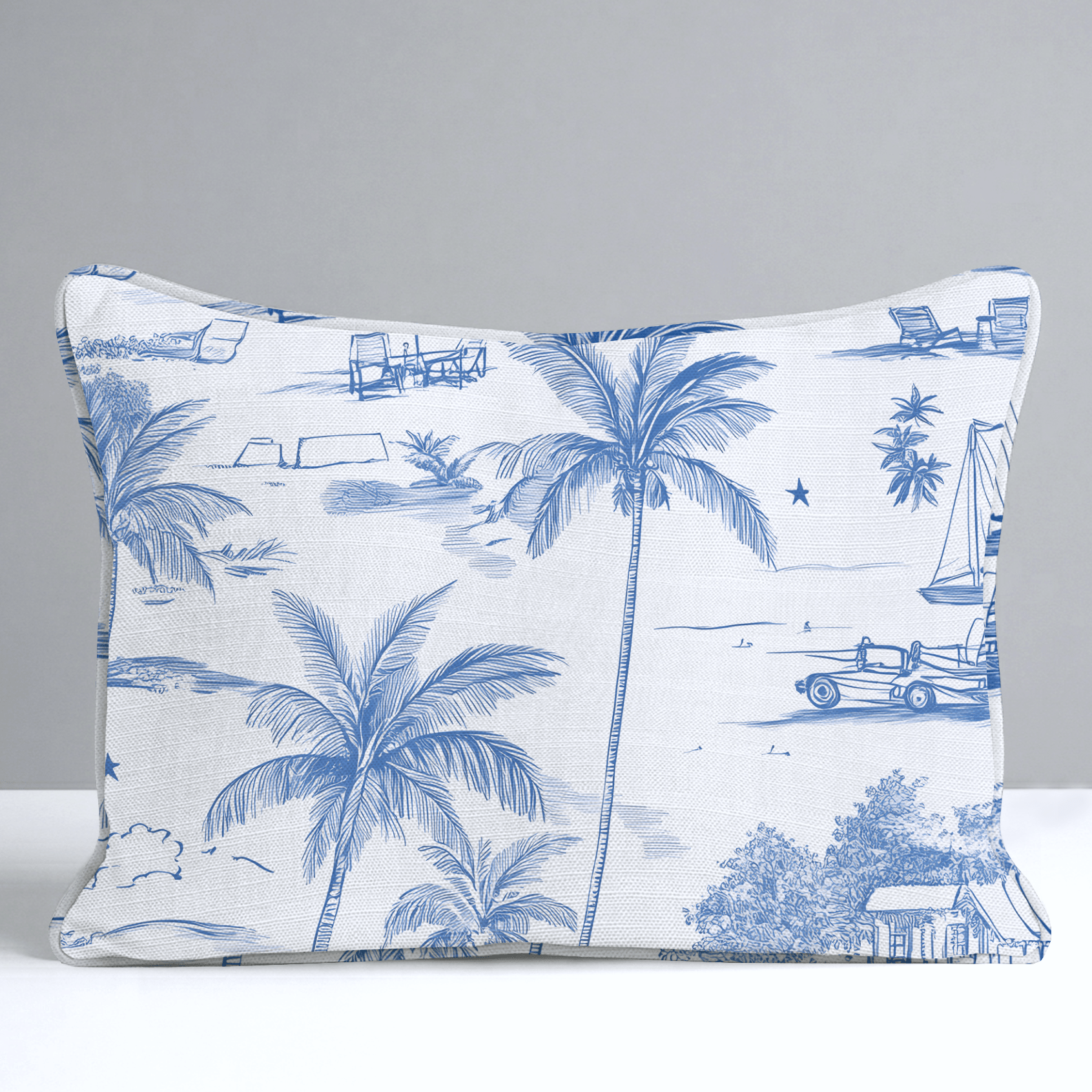 Harbor Toile Throw Pillow - Lemon Park
