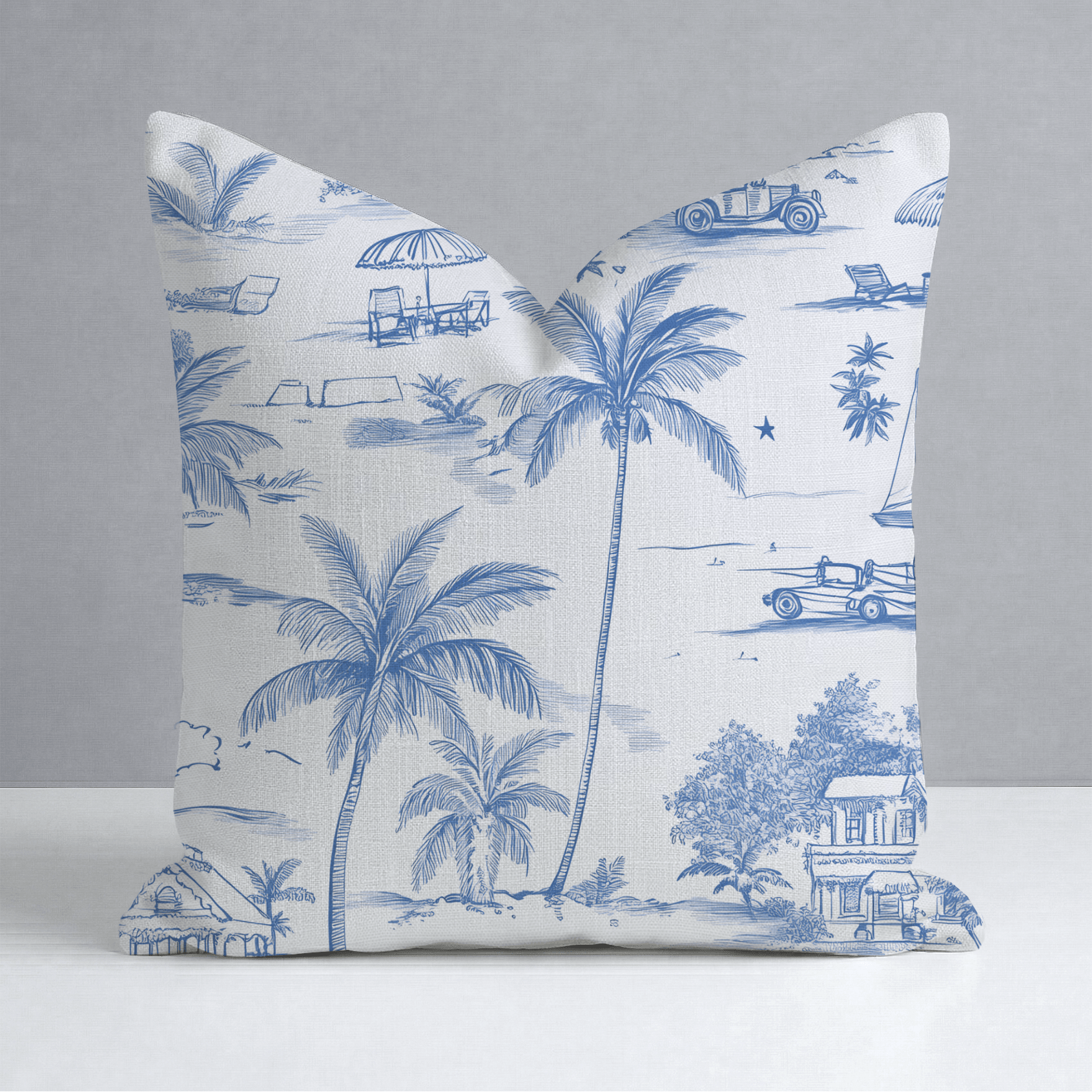Harbor Toile Throw Pillow - Lemon Park