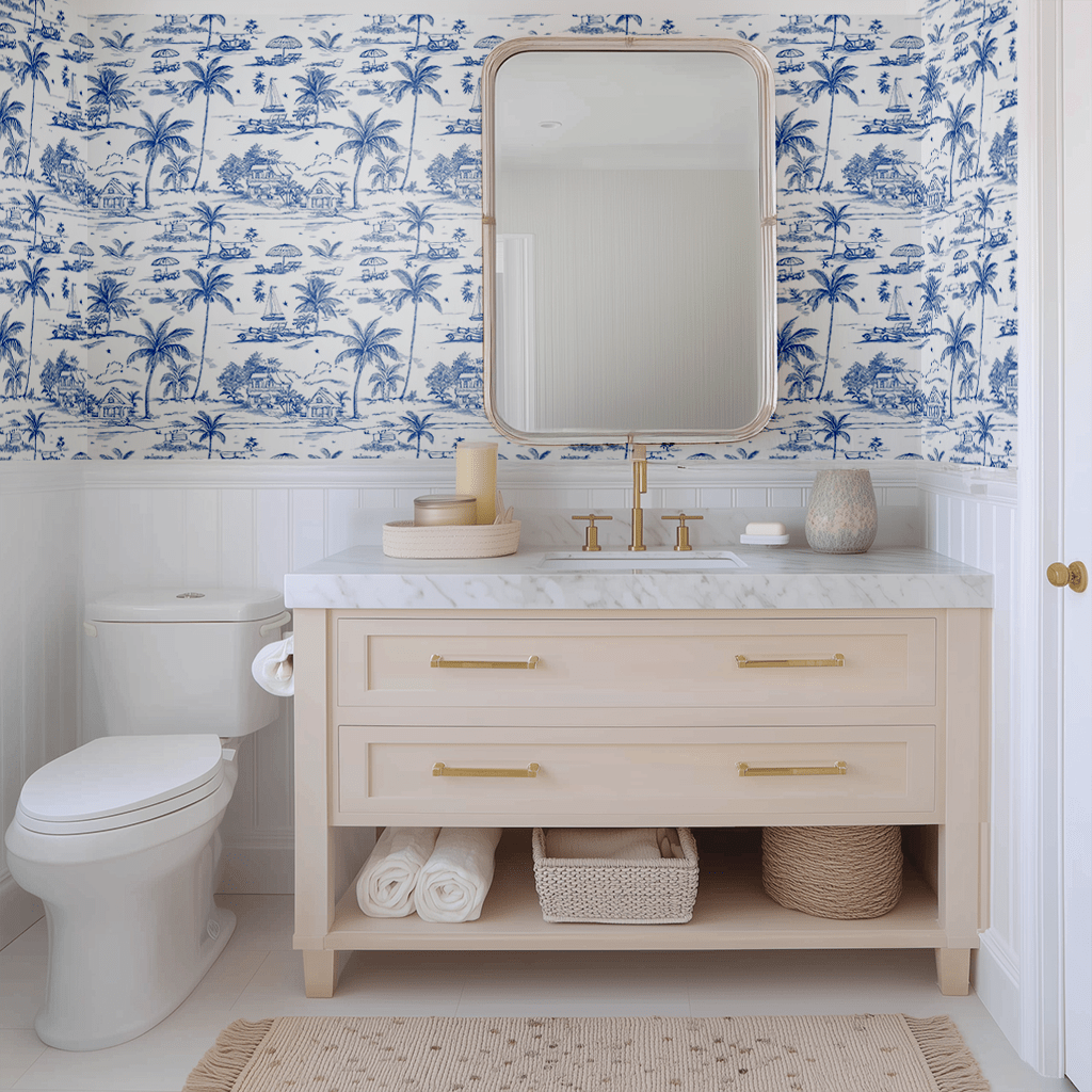 Harbor Toile Wallpaper - Lemon Park