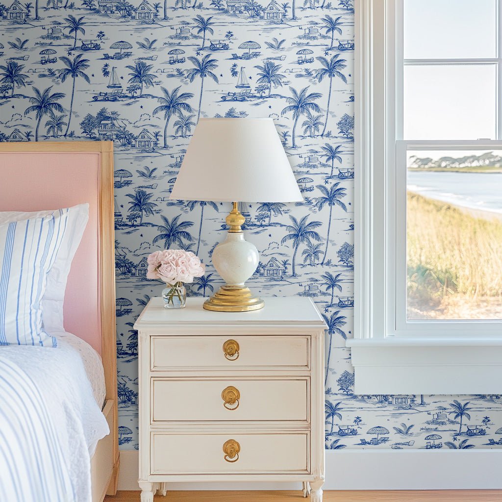 Harbor Toile Wallpaper - Lemon Park