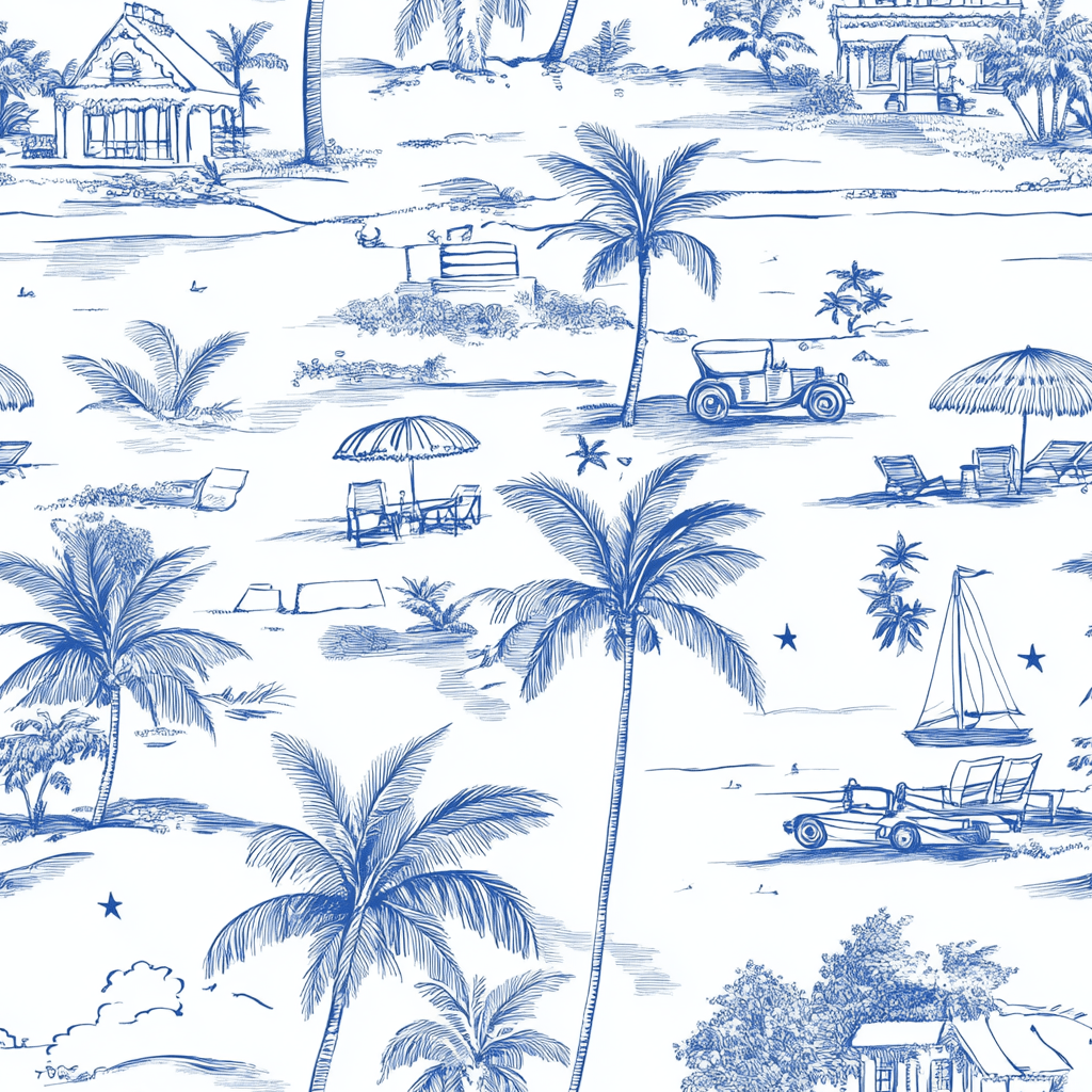 Harbor Toile Wallpaper - Lemon Park