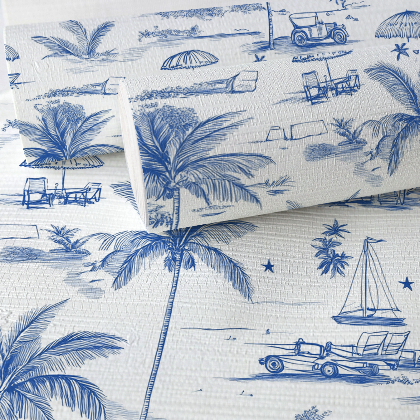Harbor Toile Faux Grasscloth Wallpaper