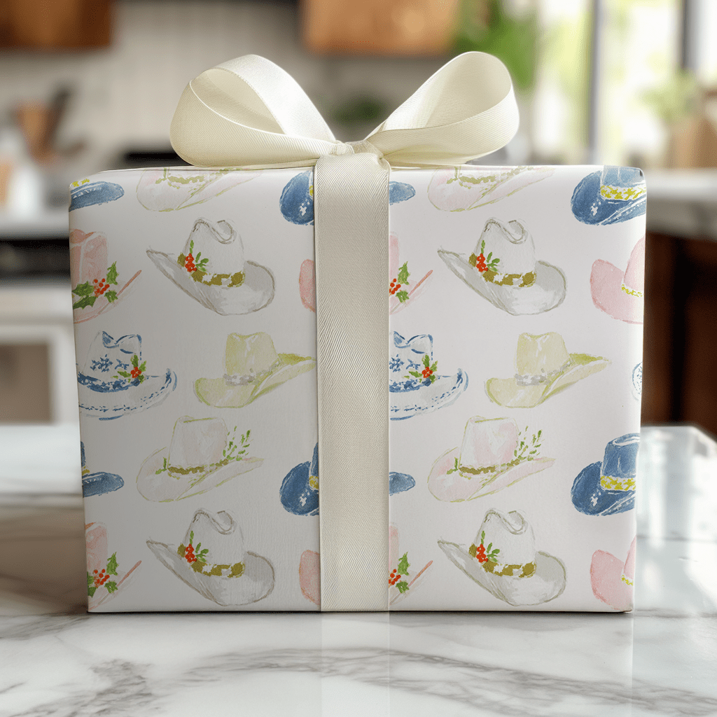 Hats With Holly - Wrapping Paper - Lemon Park