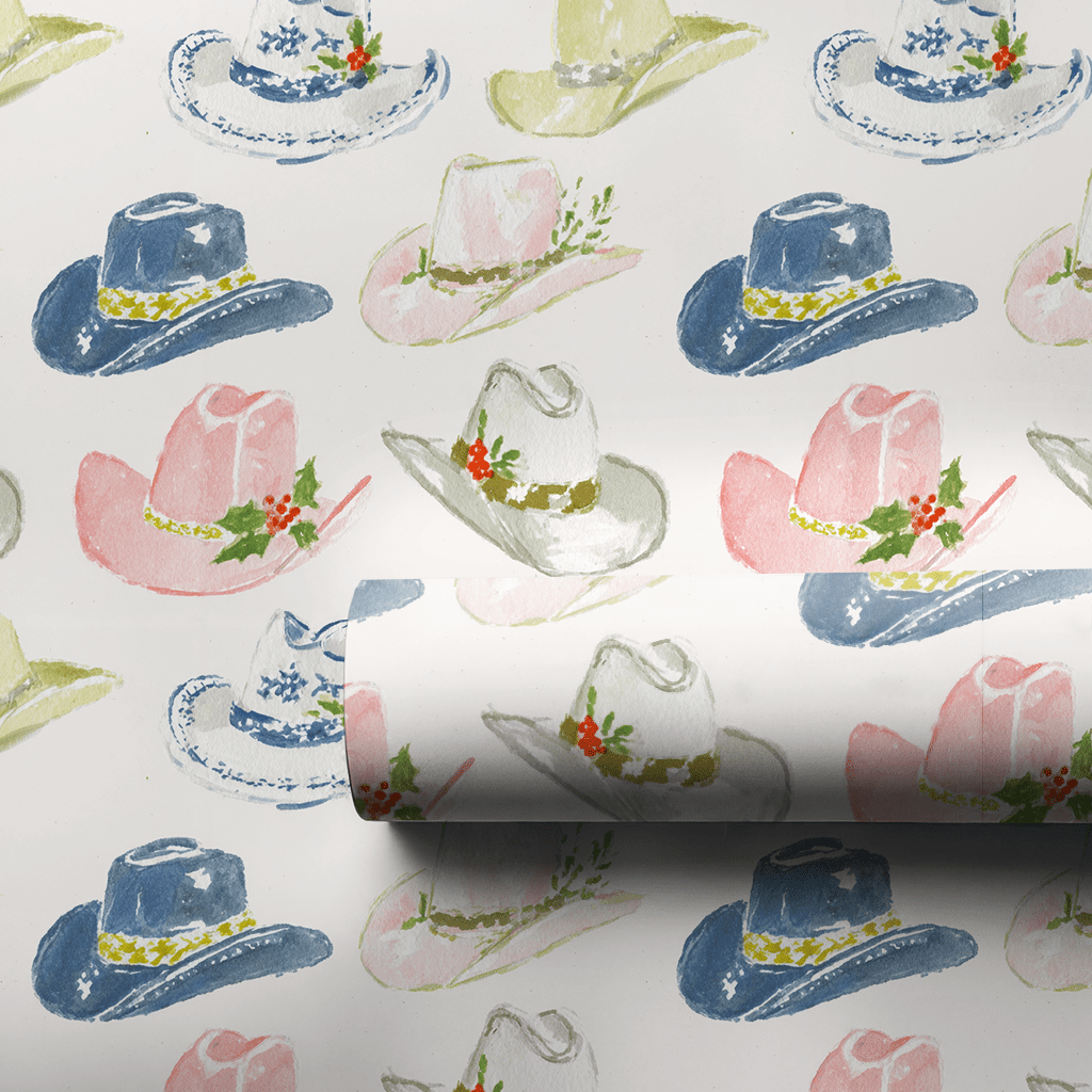 Hats With Holly - Wrapping Paper - Lemon Park
