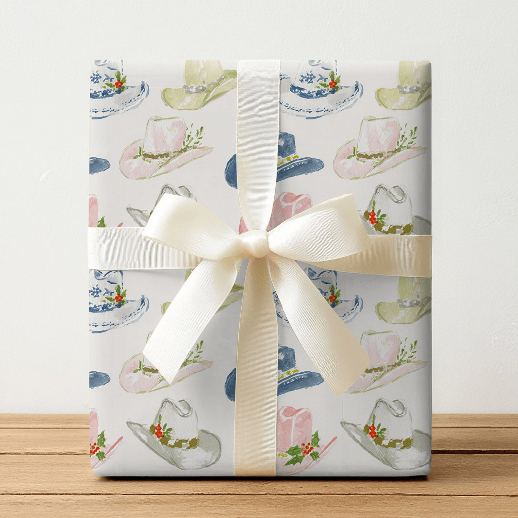 Hats With Holly - Wrapping Paper - Lemon Park