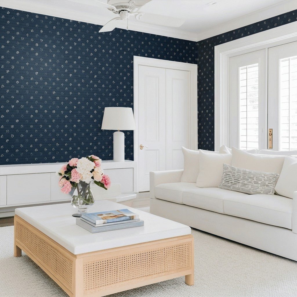 Heather Bloom Faux Grasscloth Wallpaper - Lemon Park