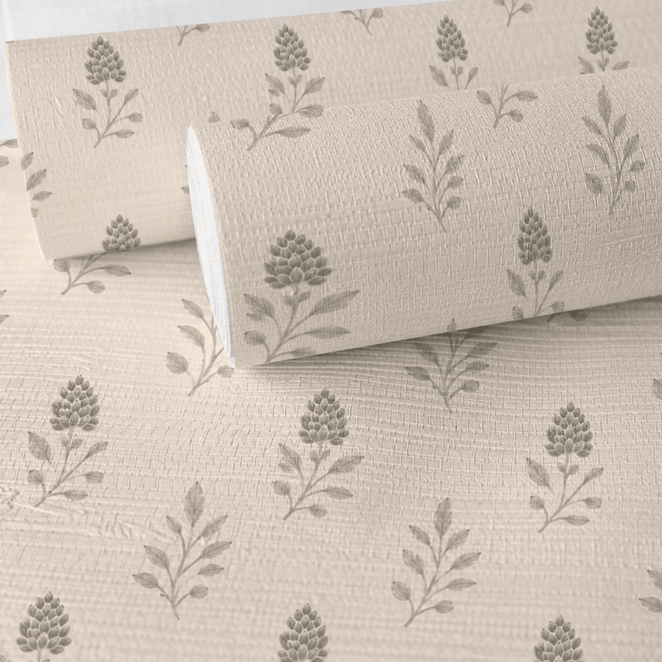 Hedgerow Bone Floral Faux Grasscloth Wallpaper - Lemon Park
