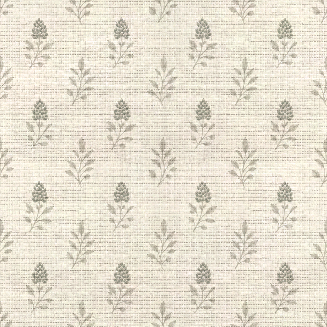 Hedgerow Bone Floral Faux Grasscloth Wallpaper