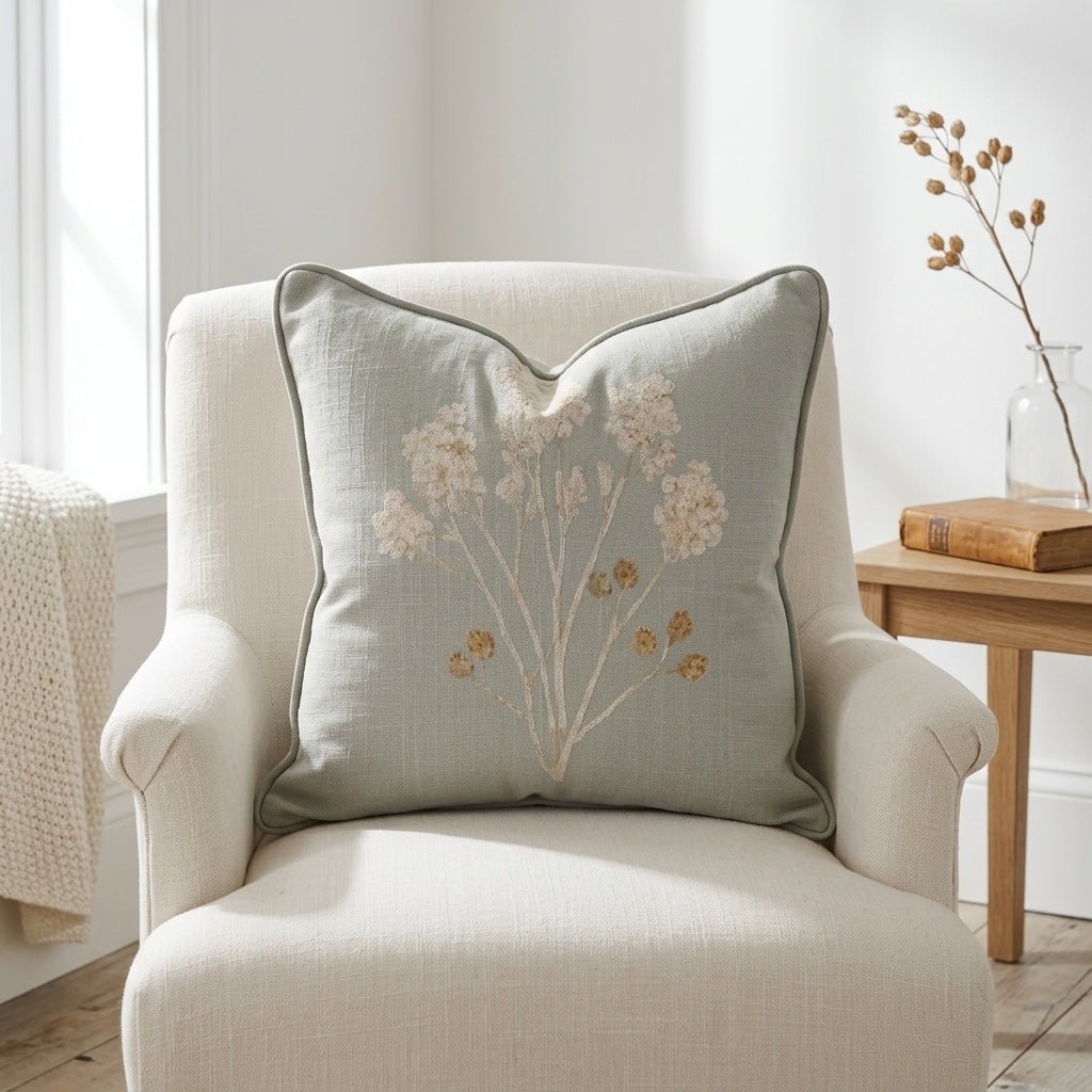 Hedgerow Sage Botanicals Throw Pillow - Lemon Park