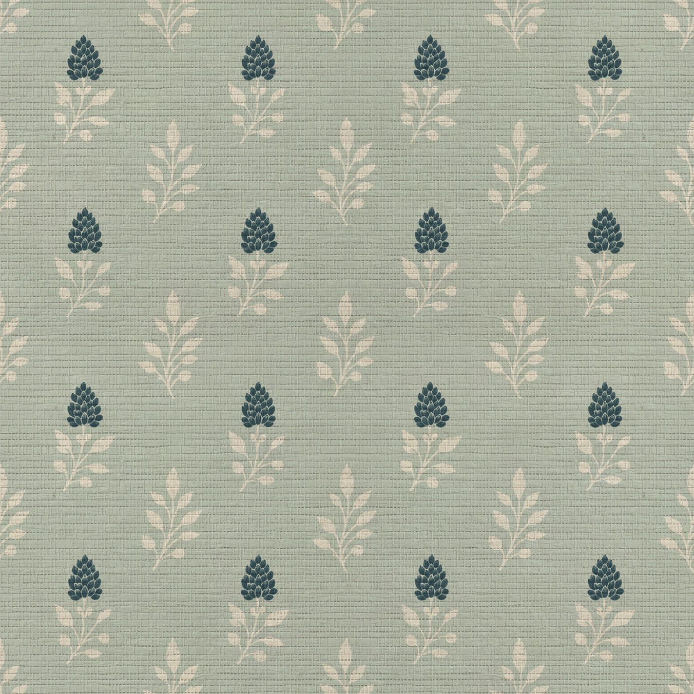 Hedgerow Sage Floral Faux Grasscloth Wallpaper - Lemon Park