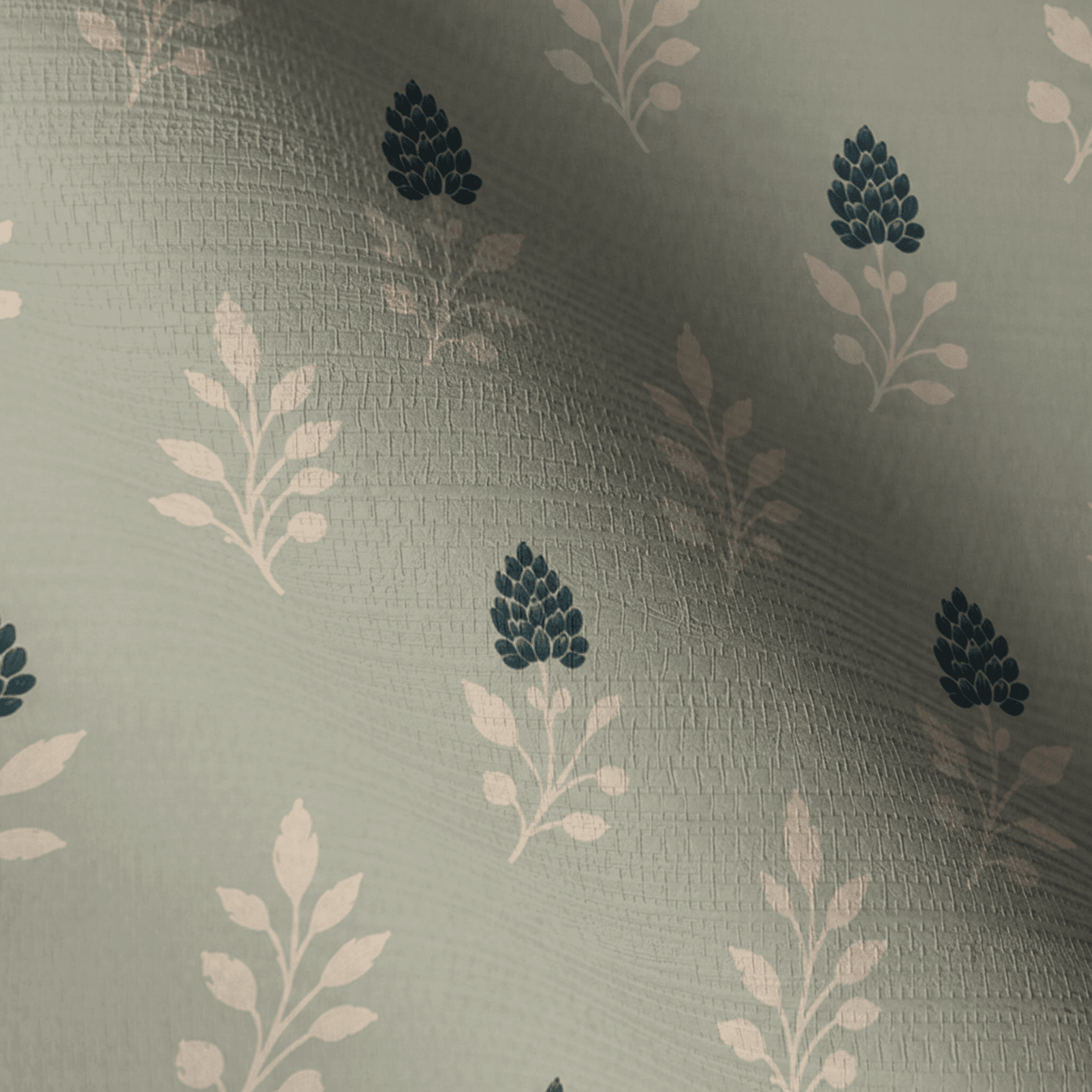 Hedgerow Sage Floral Faux Grasscloth Wallpaper - Lemon Park