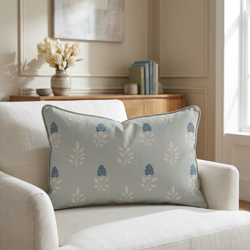 Hedgerow Sage Floral Throw Pillow - Lemon Park